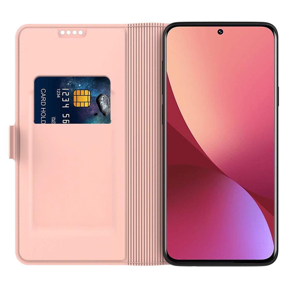 For Xiaomi Redmi Note 13 5G Phone Case PU Leather Stand Cover with Card Slots - Rose Gold