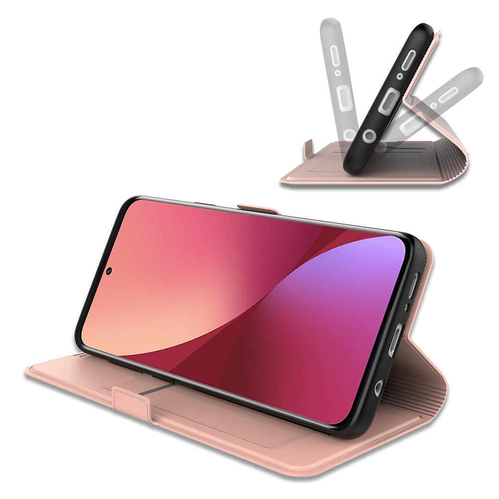 For Xiaomi Redmi Note 13 5G Phone Case PU Leather Stand Cover with Card Slots - Rose Gold