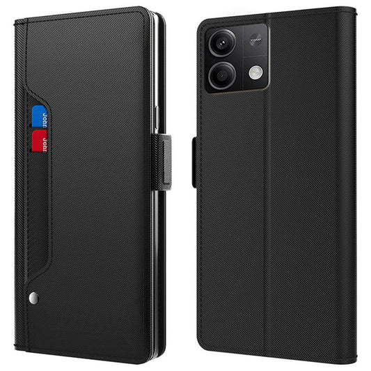 For Xiaomi Redmi Note 13 5G Case Anti-drop Leather Mobile Phone Cover with Mirror - Black