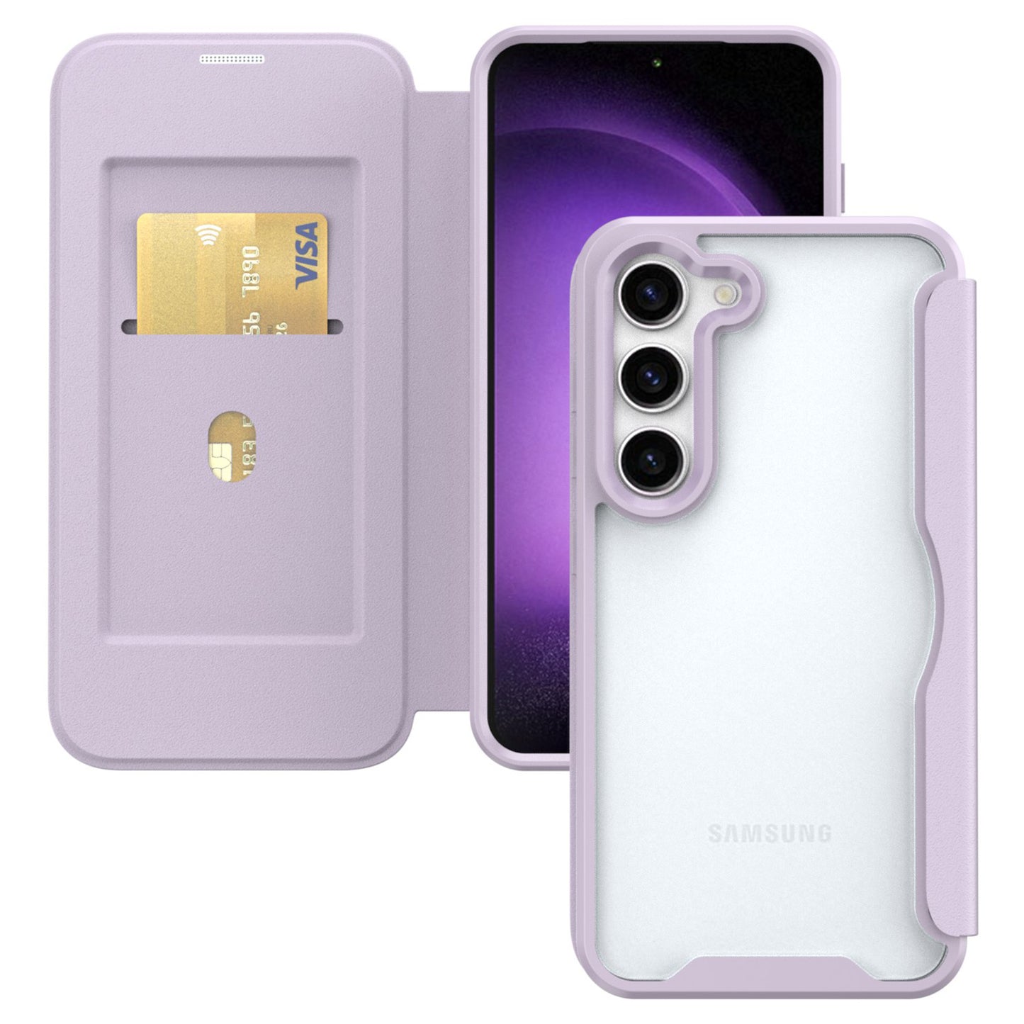 For Samsung Galaxy S24 Case Anti-scratch TPU+Acrylic+PU Leather Phone Cover - Purple