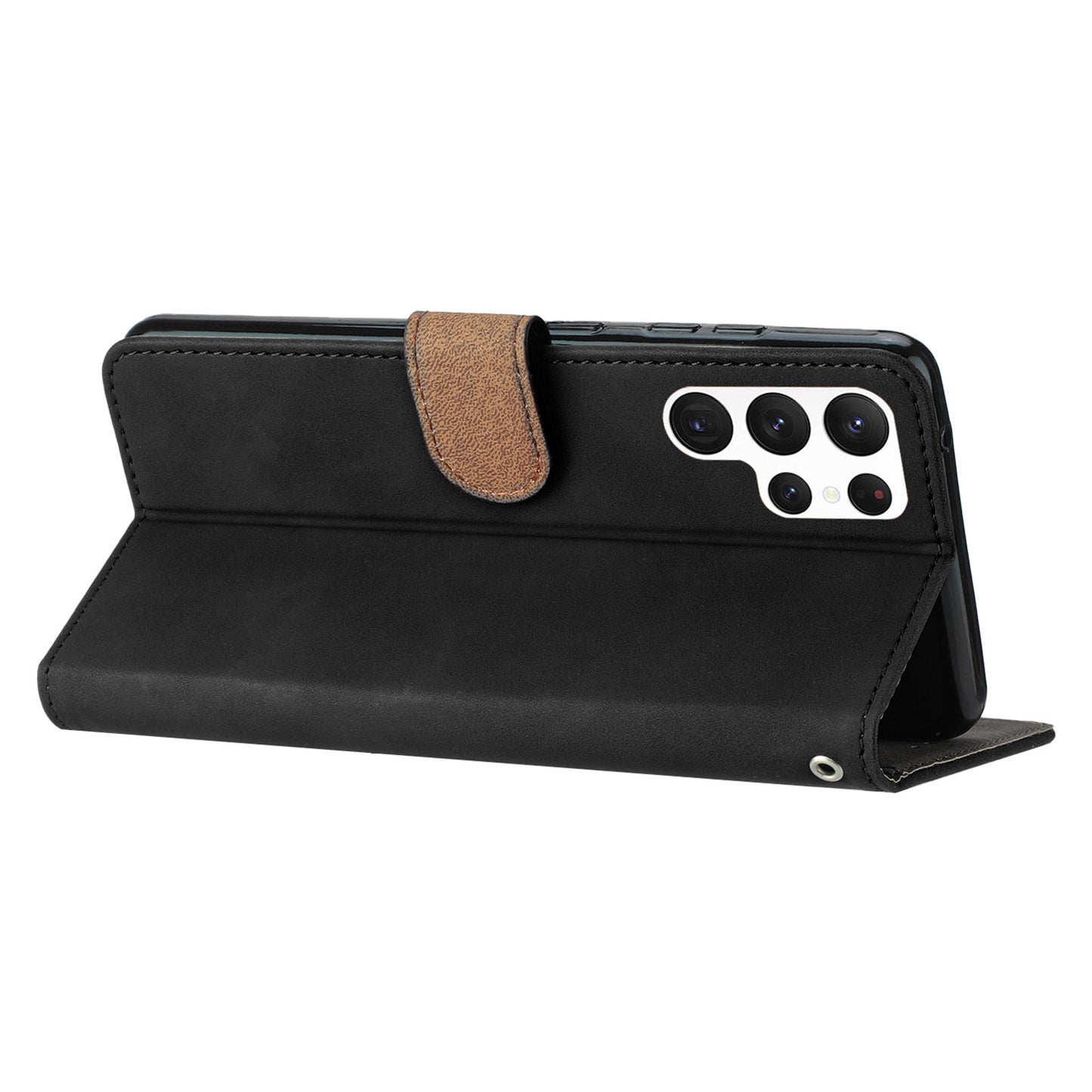 For Samsung Galaxy S24 Ultra Case PU Leather Wallet Imprinted Butterfly Stand Phone Cover - Black