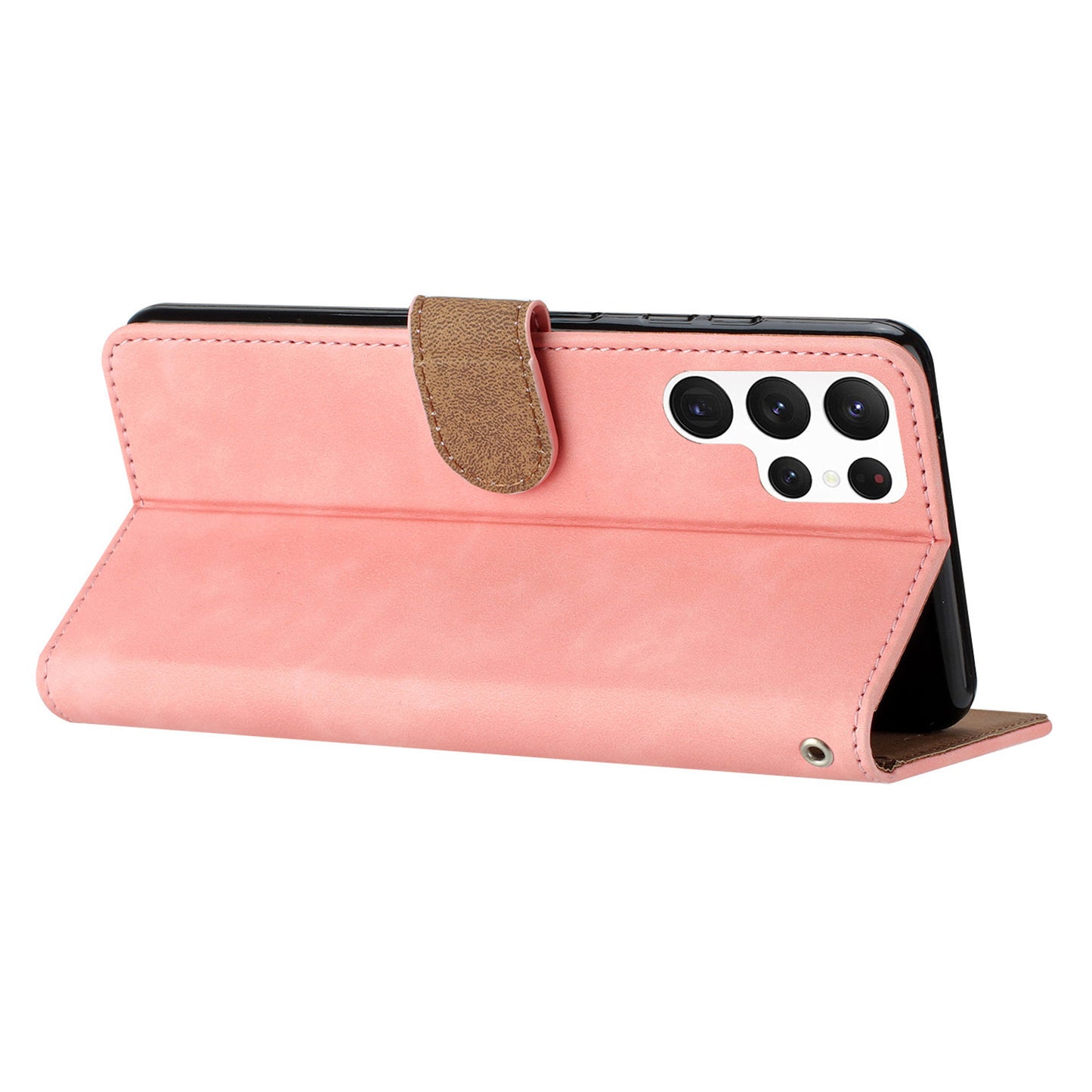 For Samsung Galaxy S24 Ultra Case PU Leather Wallet Imprinted Butterfly Stand Phone Cover - Pink