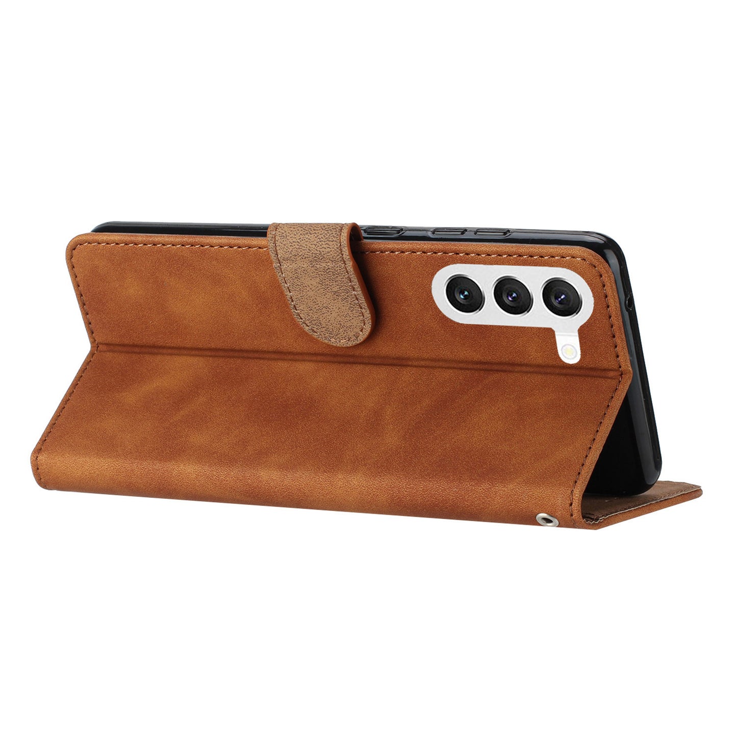 For Samsung Galaxy S24+ Case Wallet Stand Phone Cover Imprinted Butterfly PU Leather Phone Shell - Brown