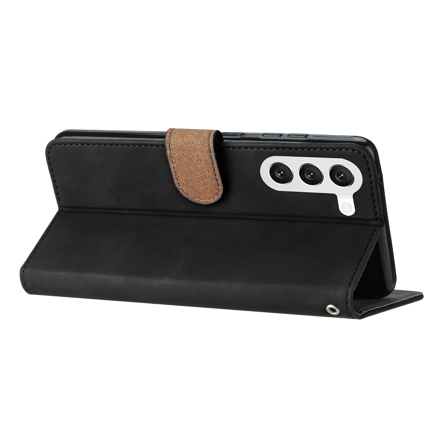 For Samsung Galaxy S24 Case Anti-Scratch Phone Shell Imprinted Leather Wallet Stand Cover - Black