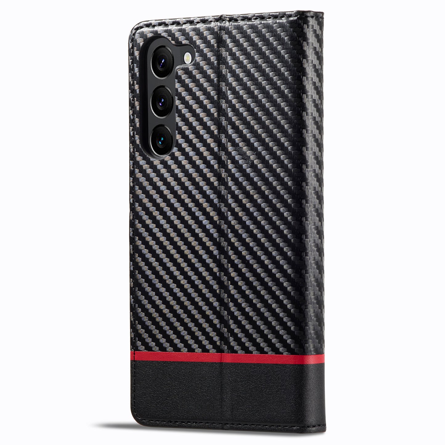 LC.IMEEKE For Samsung Galaxy S24 Case TPU+PU Leather Drop-proof Smart Phone Wallet Cover - Horizontal Stripe