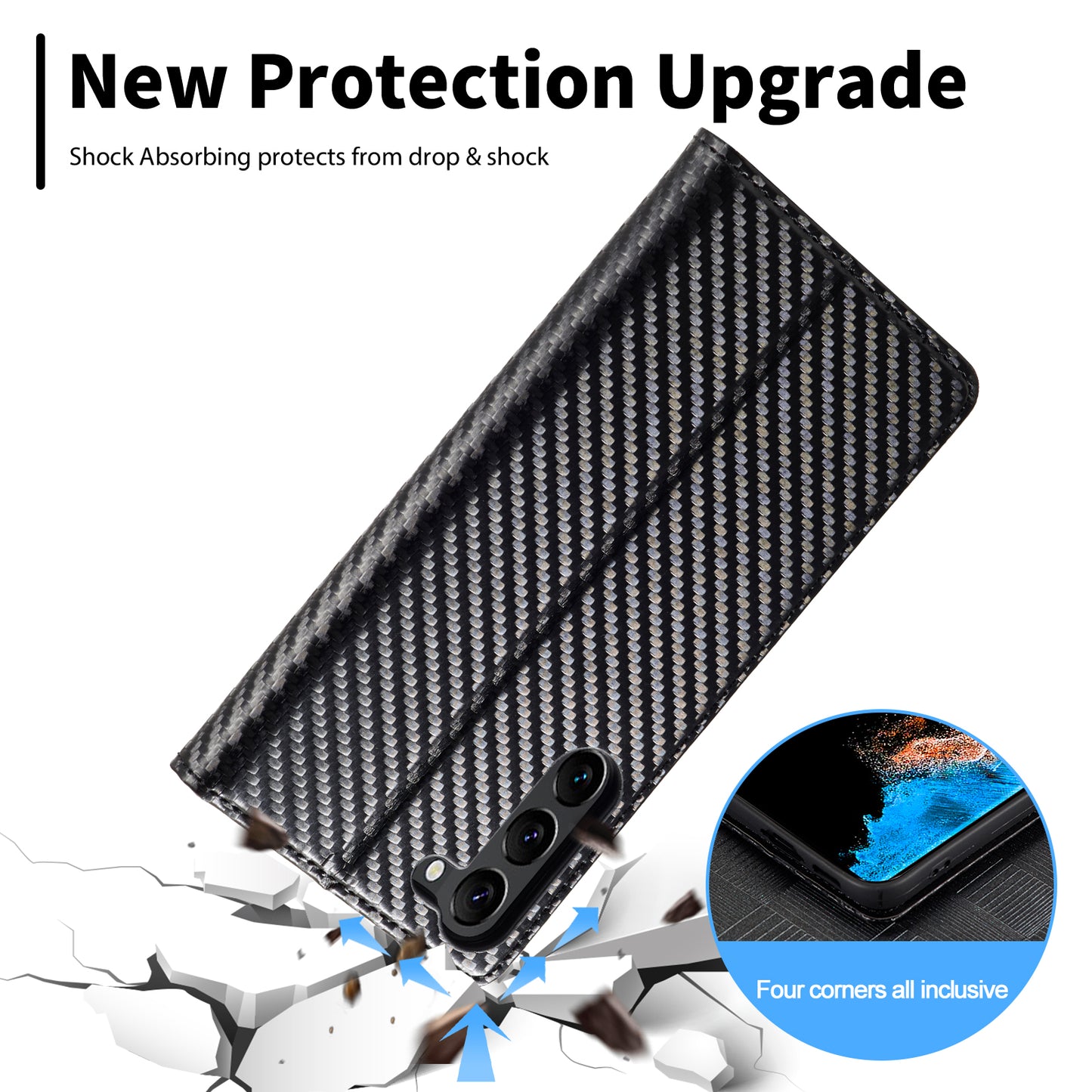 LC.IMEEKE For Samsung Galaxy S24+ Phone Case Shockproof Carbon Fiber Texture Protective Cover - Vertical Stripe