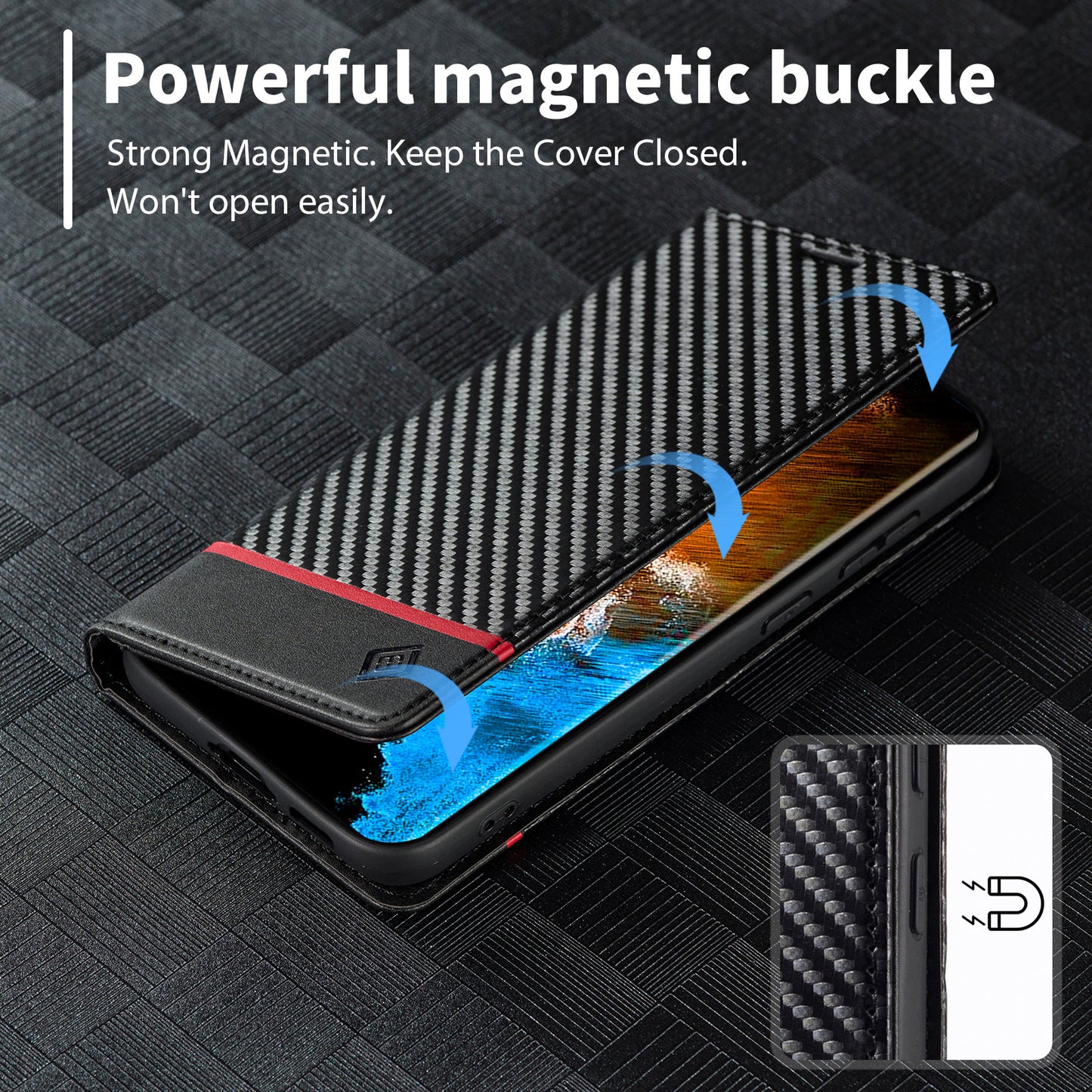 LC.IMEEKE For Samsung Galaxy S24+ Phone Case Shockproof Carbon Fiber Texture Protective Cover - Horizontal Stripe