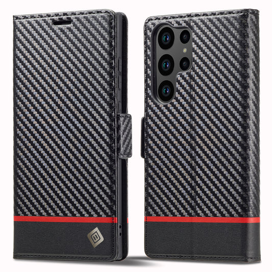 LC.IMEEKE For Samsung Galaxy S24 Ultra Case Carbon Fiber Texture Anti-drop Phone Guard Cover - Horizontal Stripe