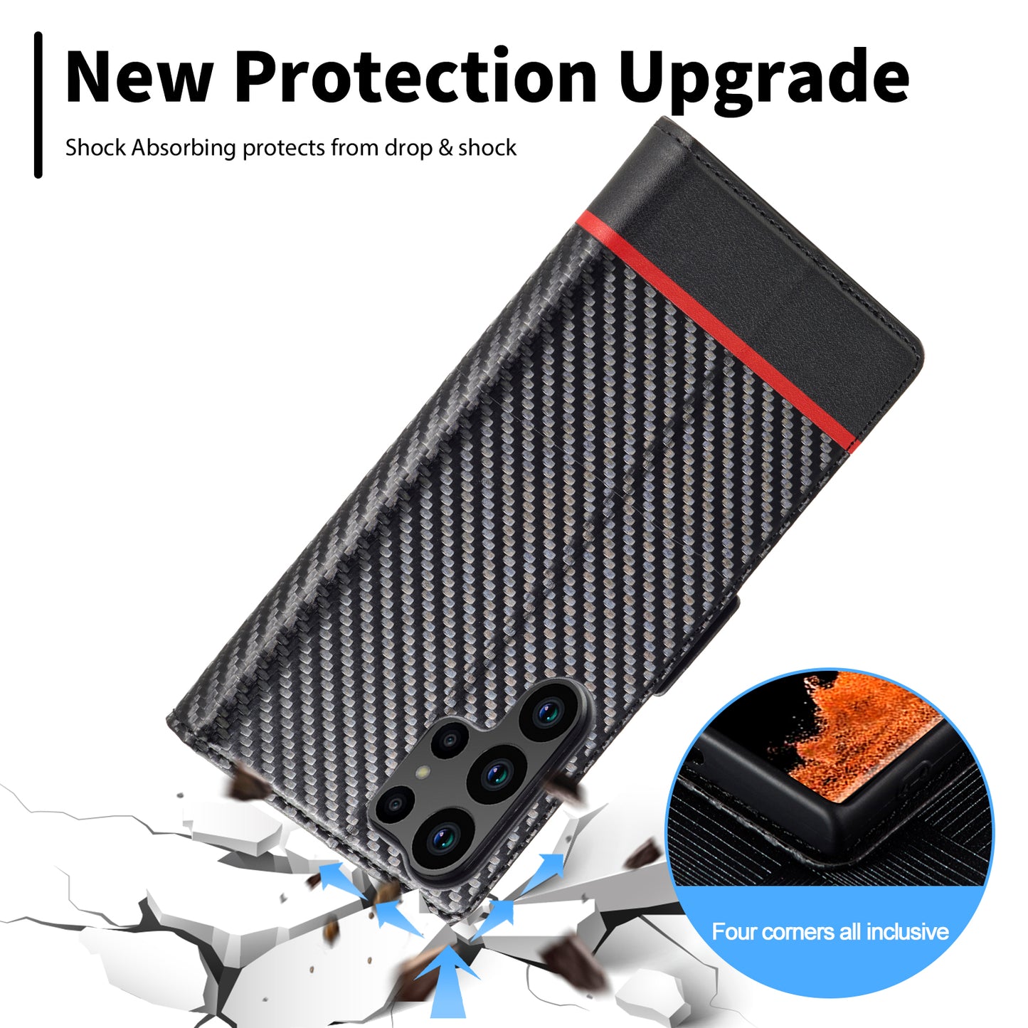 LC.IMEEKE For Samsung Galaxy S24 Ultra Case Carbon Fiber Texture Anti-drop Phone Guard Cover - Horizontal Stripe