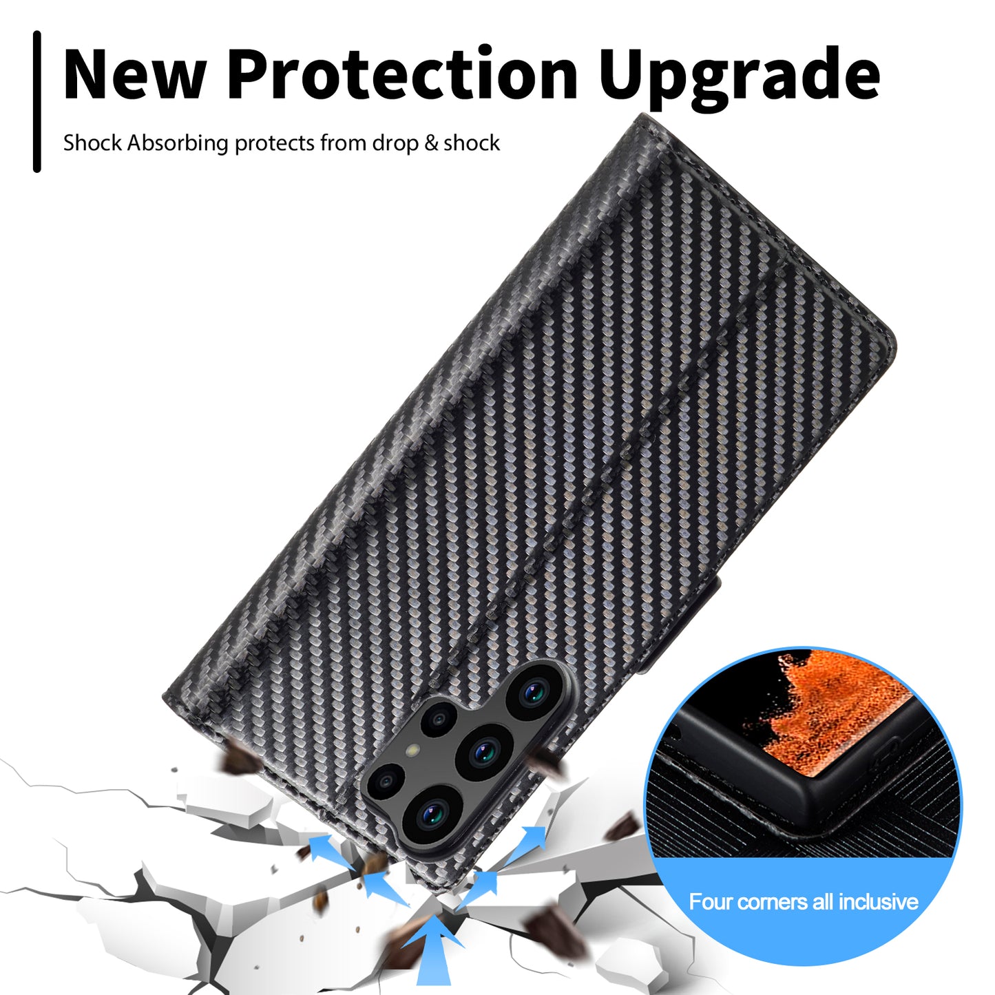 LC.IMEEKE For Samsung Galaxy S24 Ultra Case Carbon Fiber Texture Anti-drop Phone Guard Cover - Vertical Stripe