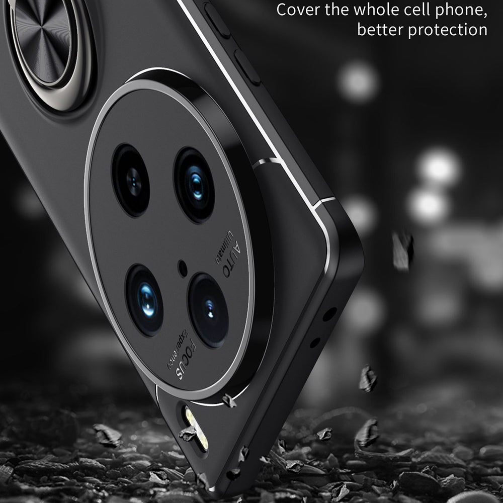 For vivo X100 Pro 5G Case Flexible TPU Phone Protective Cover with Ring Kickstand - Black  /  Blue