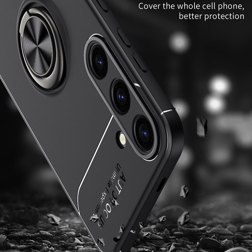 For Samsung Galaxy S24 Case Anti-Scratch Ring Kickstand TPU Phone Cover - Blue