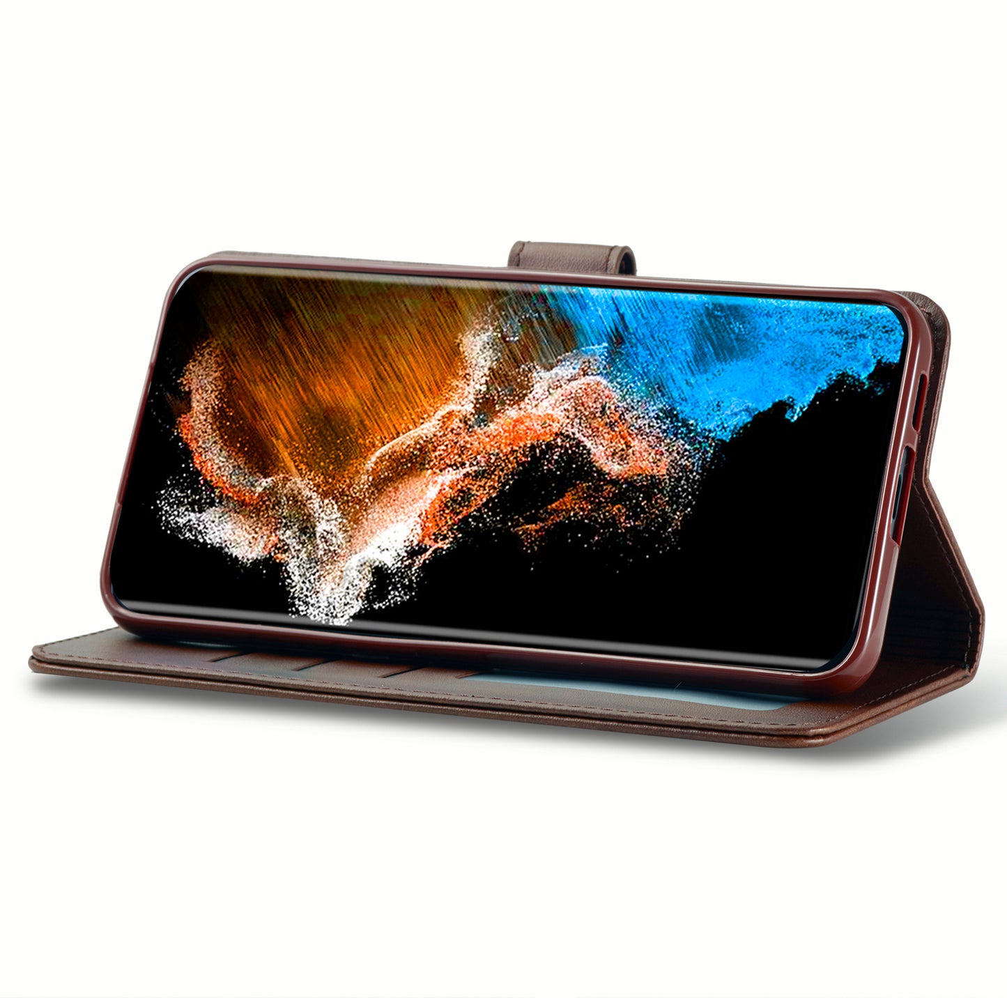 LC.IMEEKE For Samsung Galaxy S24 Case Anti-drop Leather Wallet Phone Cover - Brown