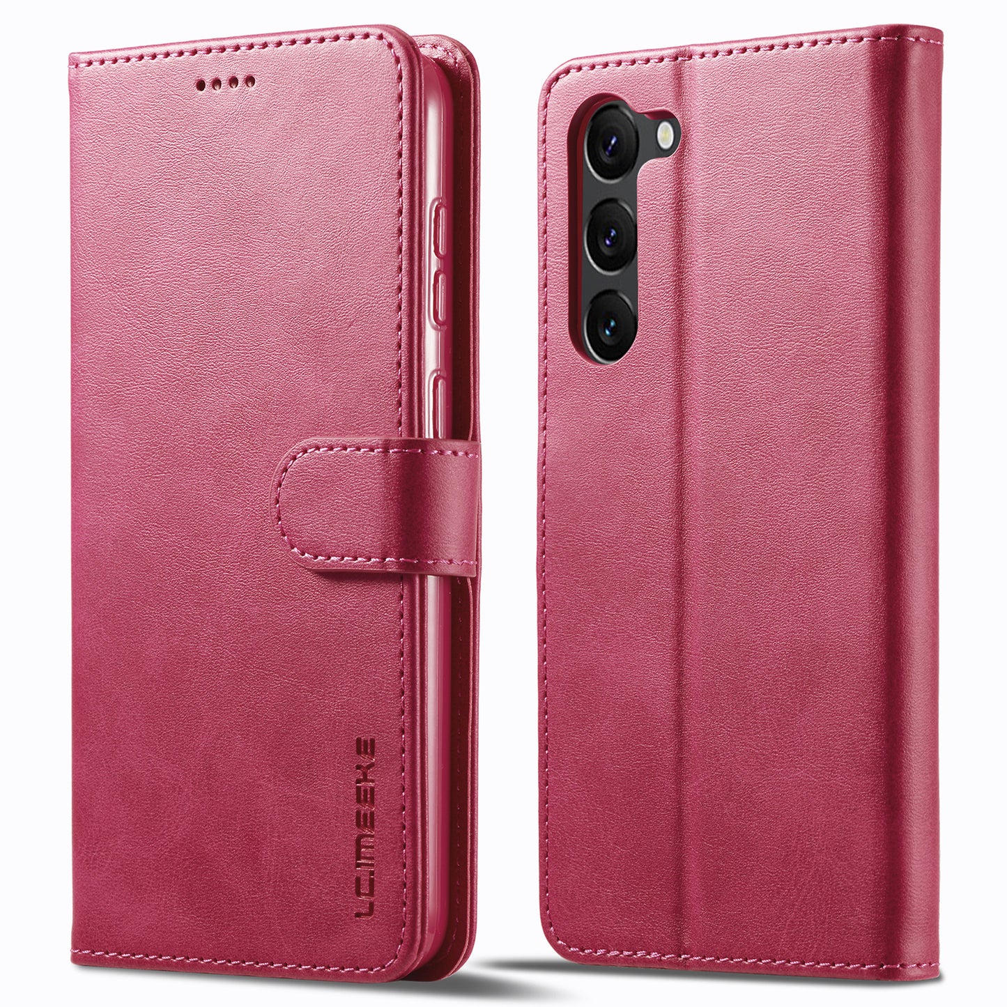 LC.IMEEKE For Samsung Galaxy S24 Case Anti-drop Leather Wallet Phone Cover - Rose