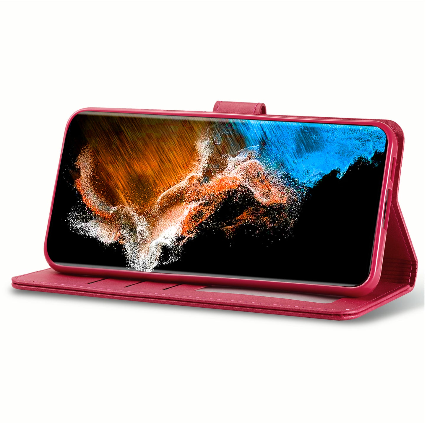 LC.IMEEKE For Samsung Galaxy S24 Case Anti-drop Leather Wallet Phone Cover - Rose