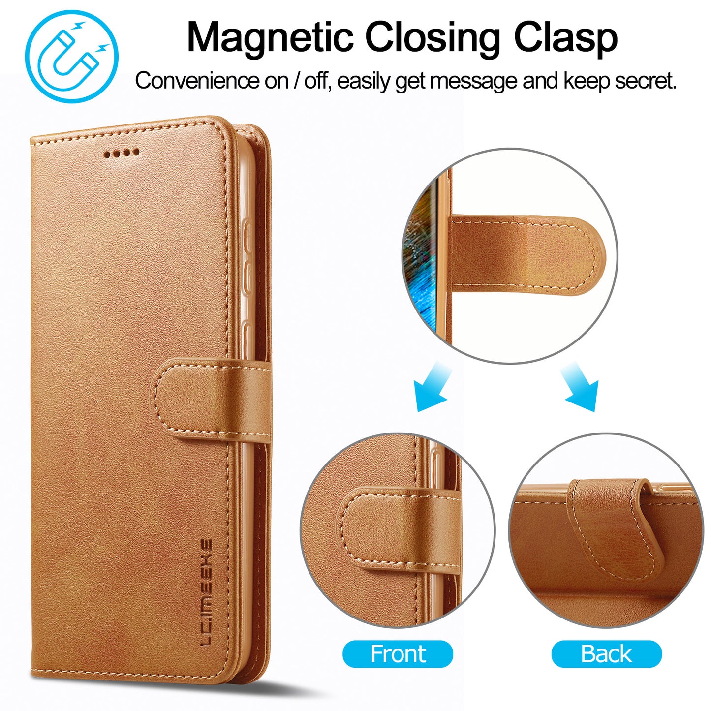 LC.IMEEKE For Samsung Galaxy S24 Case Anti-drop Leather Wallet Phone Cover - Yellow