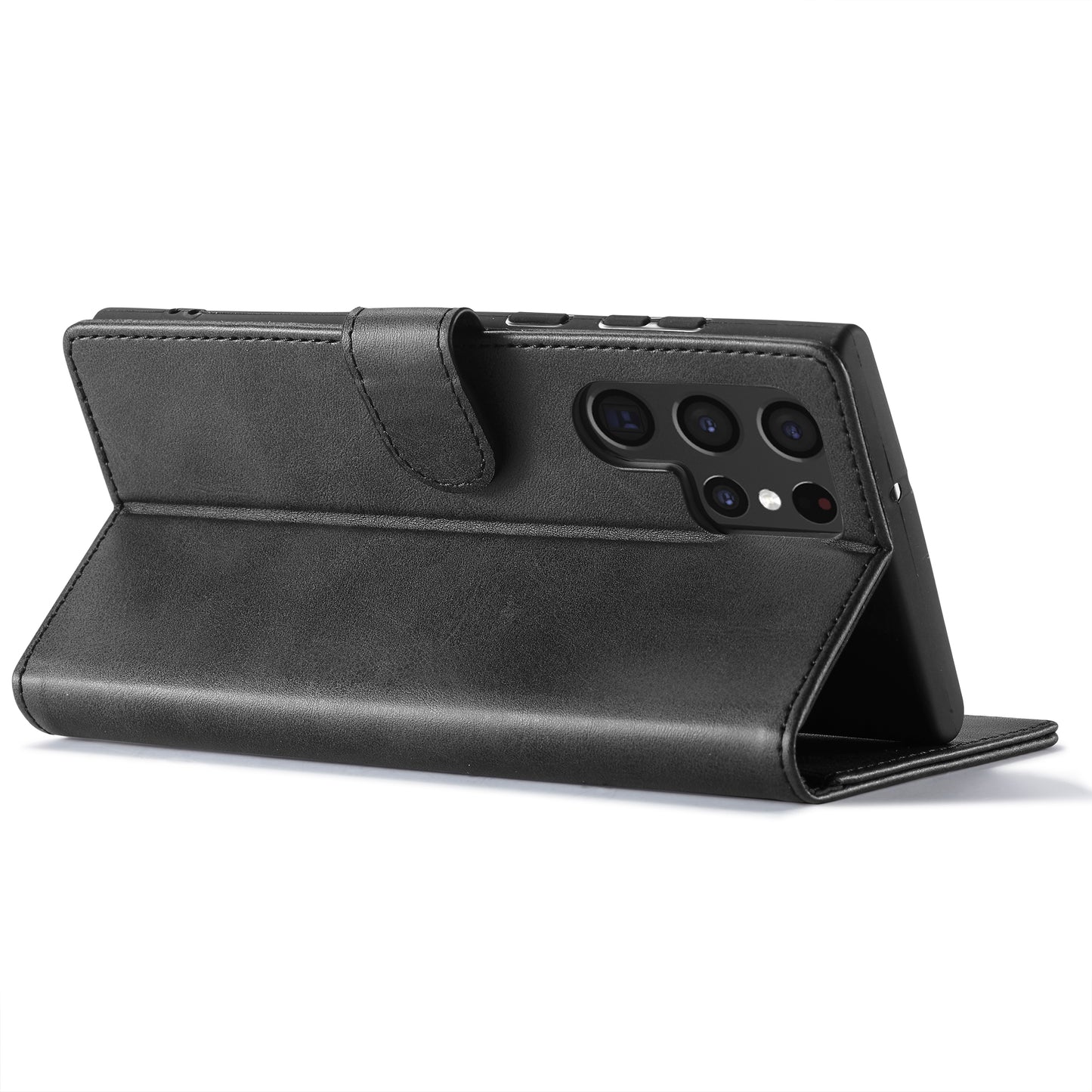 LC.IMEEKE For Samsung Galaxy S24 Ultra Case Drop-resistant Stand Leather Phone Shell Cover - Black