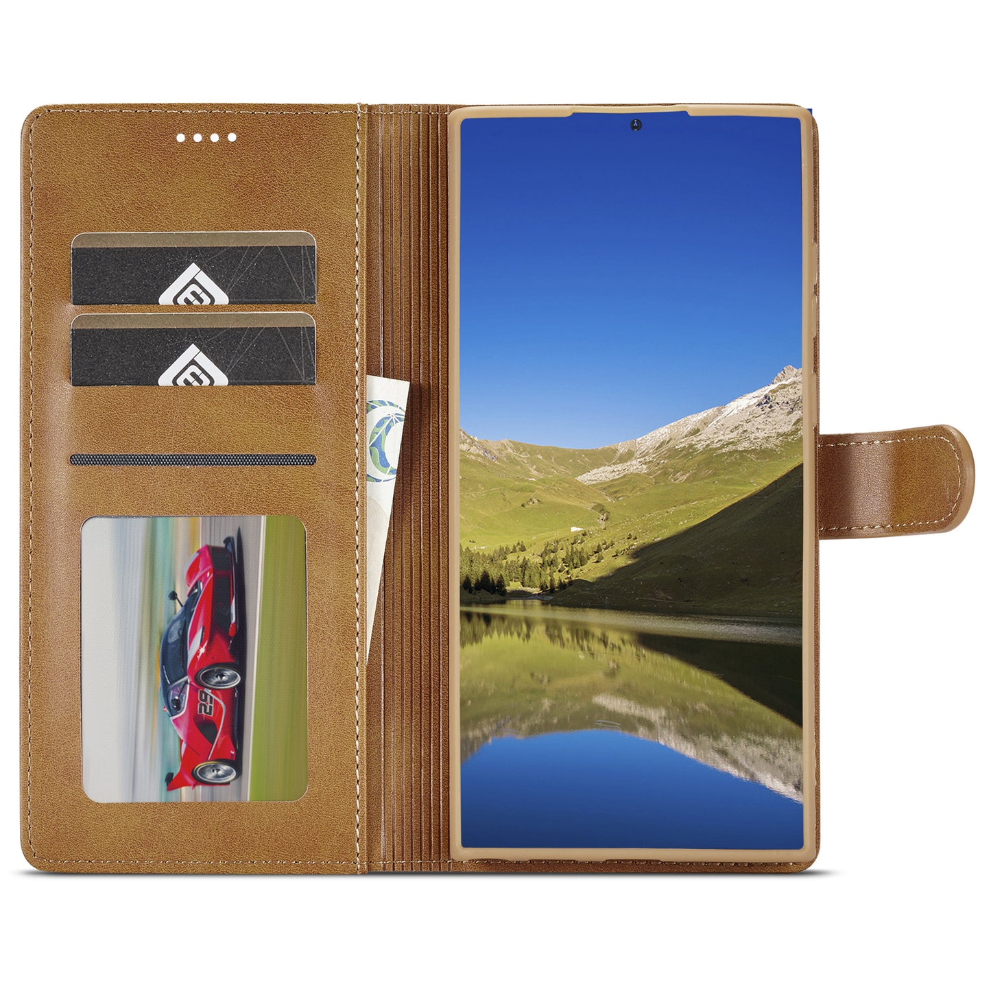 LC.IMEEKE For Samsung Galaxy S24 Ultra Case Drop-resistant Stand Leather Phone Shell Cover - Yellow