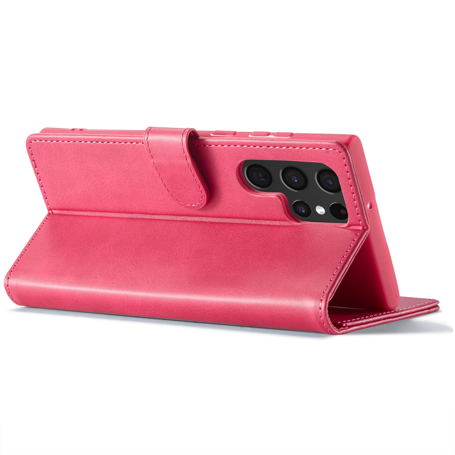 LC.IMEEKE For Samsung Galaxy S24 Ultra Case Drop-resistant Stand Leather Phone Shell Cover - Rose