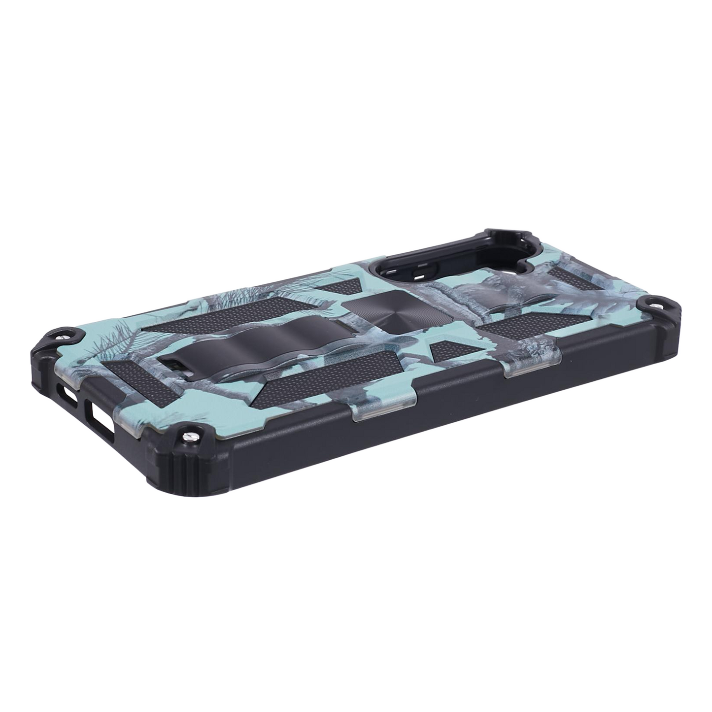 For Samsung Galaxy S24+ Case Camouflage Pattern Kickstand Protective Phone Cover - Light Green