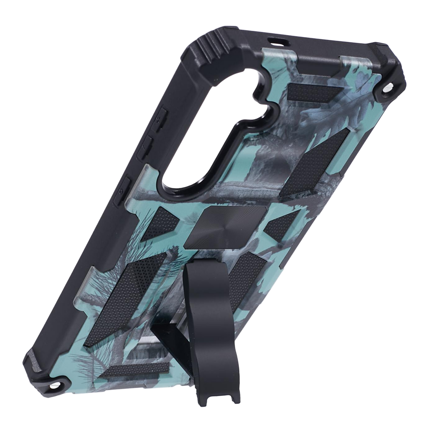 For Samsung Galaxy S24+ Case Camouflage Pattern Kickstand Protective Phone Cover - Light Green
