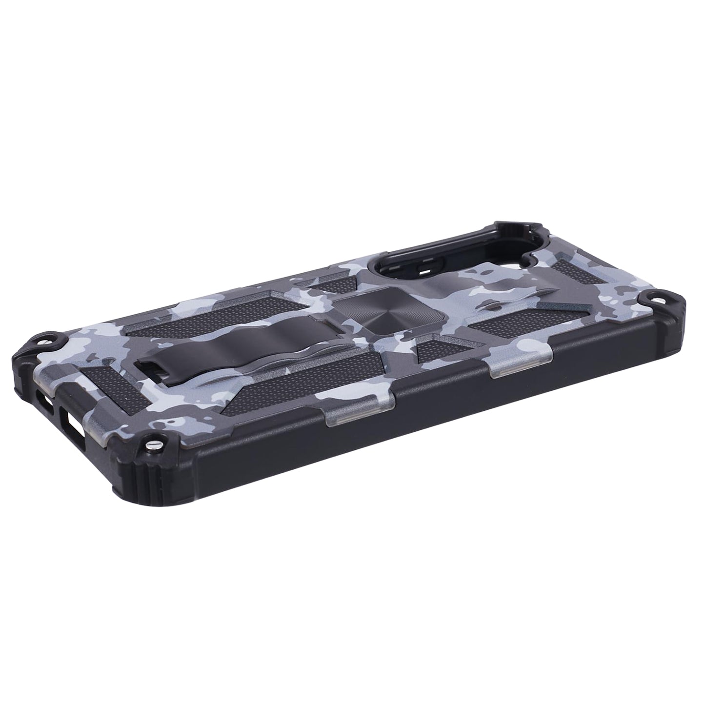 For Samsung Galaxy S24+ Case Camouflage Pattern Kickstand Protective Phone Cover - Black