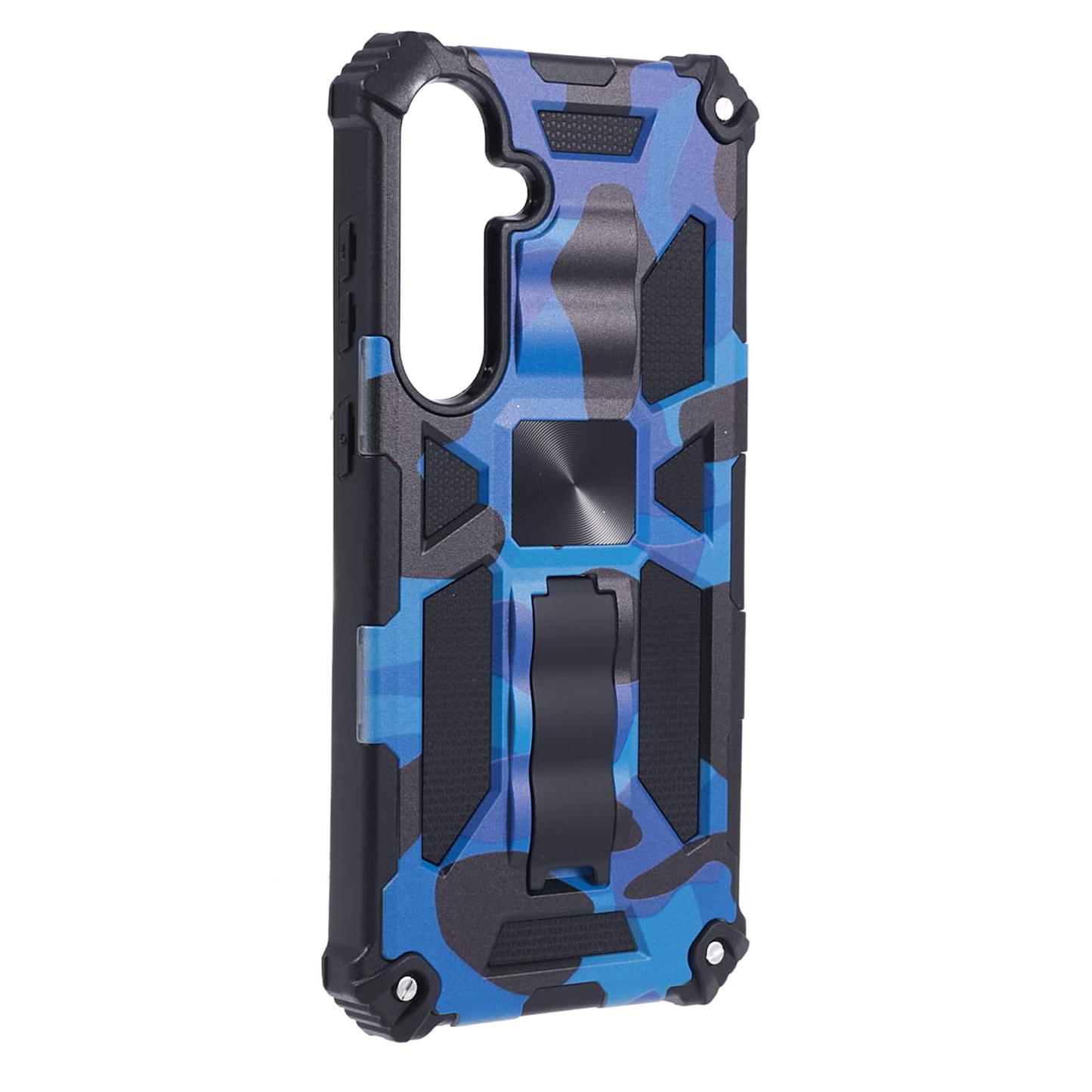 For Samsung Galaxy S24+ Case Camouflage Pattern Kickstand Protective Phone Cover - Blue