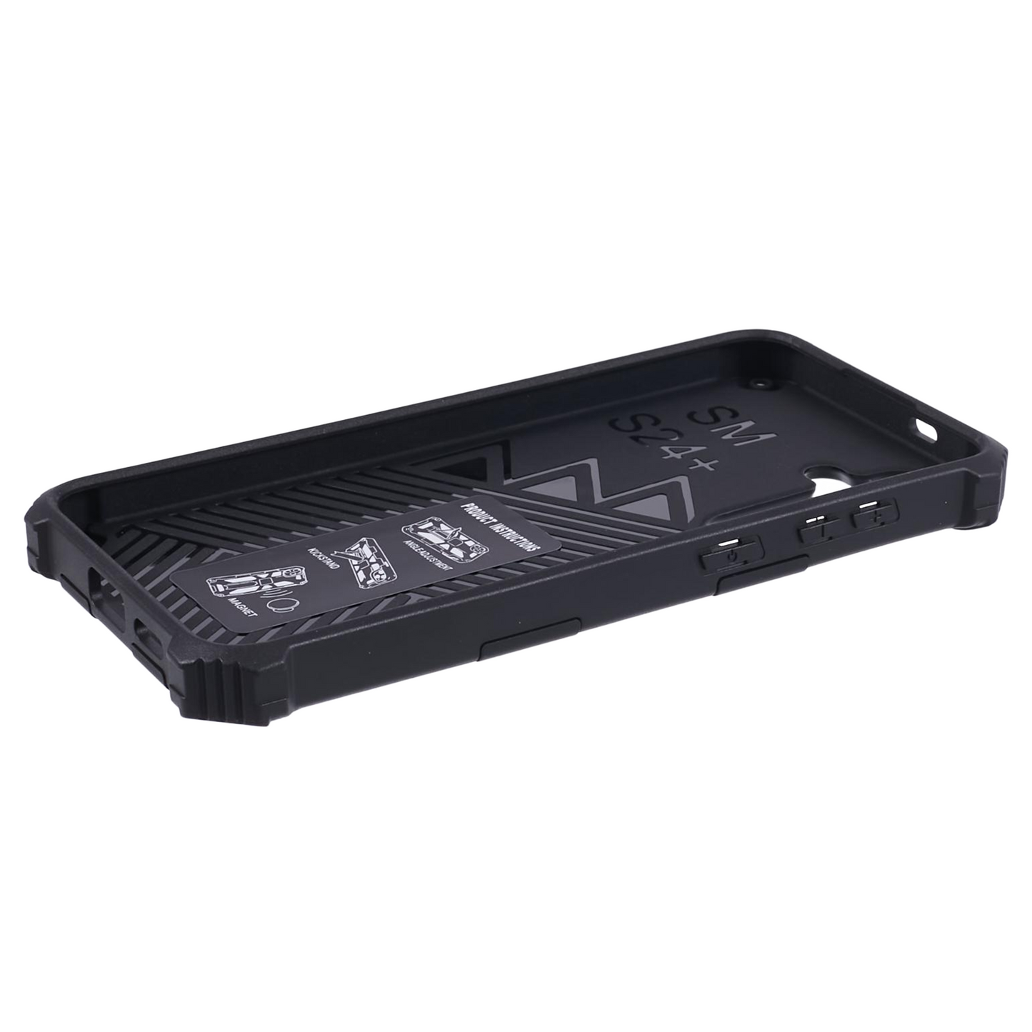 For Samsung Galaxy S24+ Kickstand Case Hybrid Hard PC Soft TPU Shockproof Phone Cover - Black