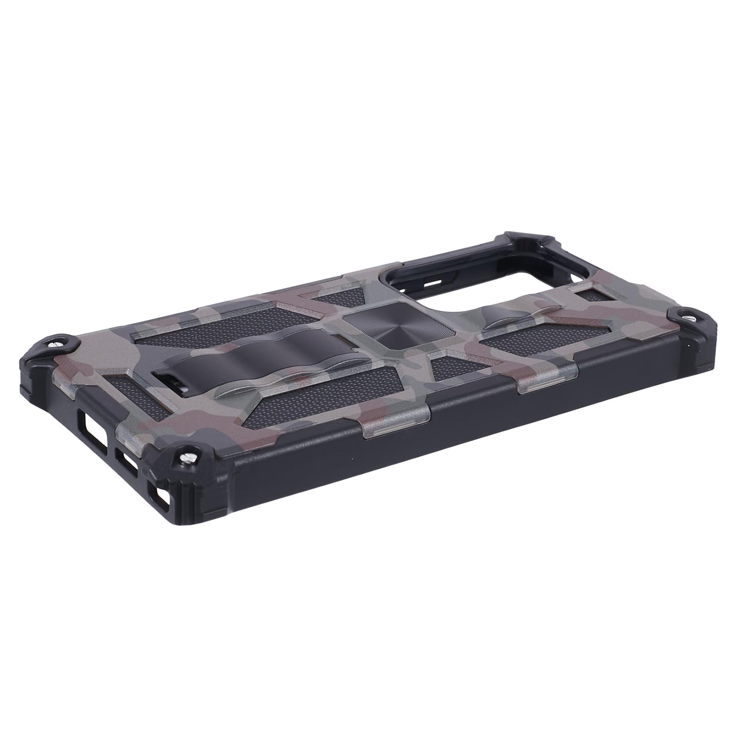 For Samsung Galaxy S24 Ultra Case Camouflage Kickstand Plastic+TPU Cell Phone Cover - Army Green