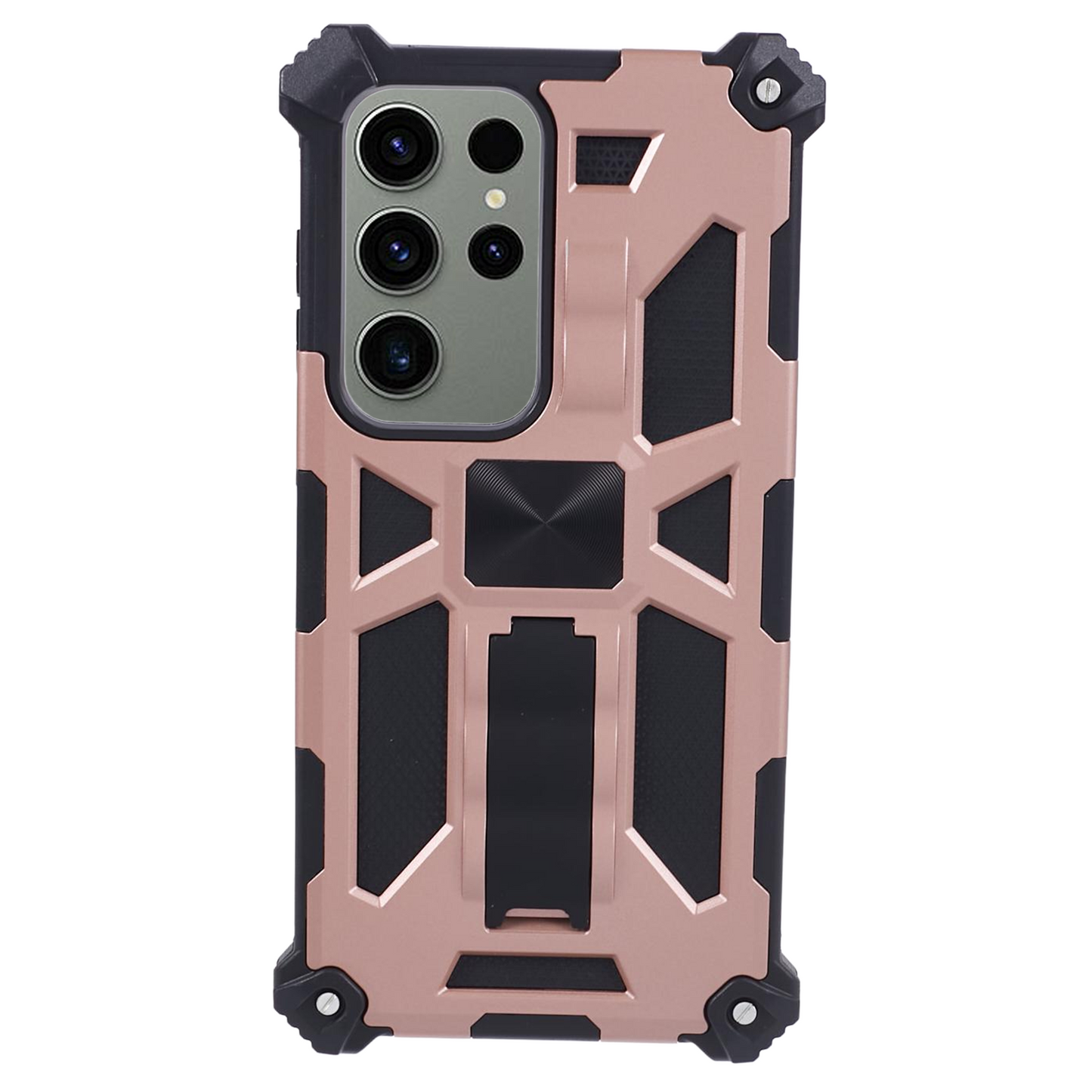For Samsung Galaxy S24 Ultra Case PC + TPU Anti-drop Phone Cover with Kickstand - Rose Gold