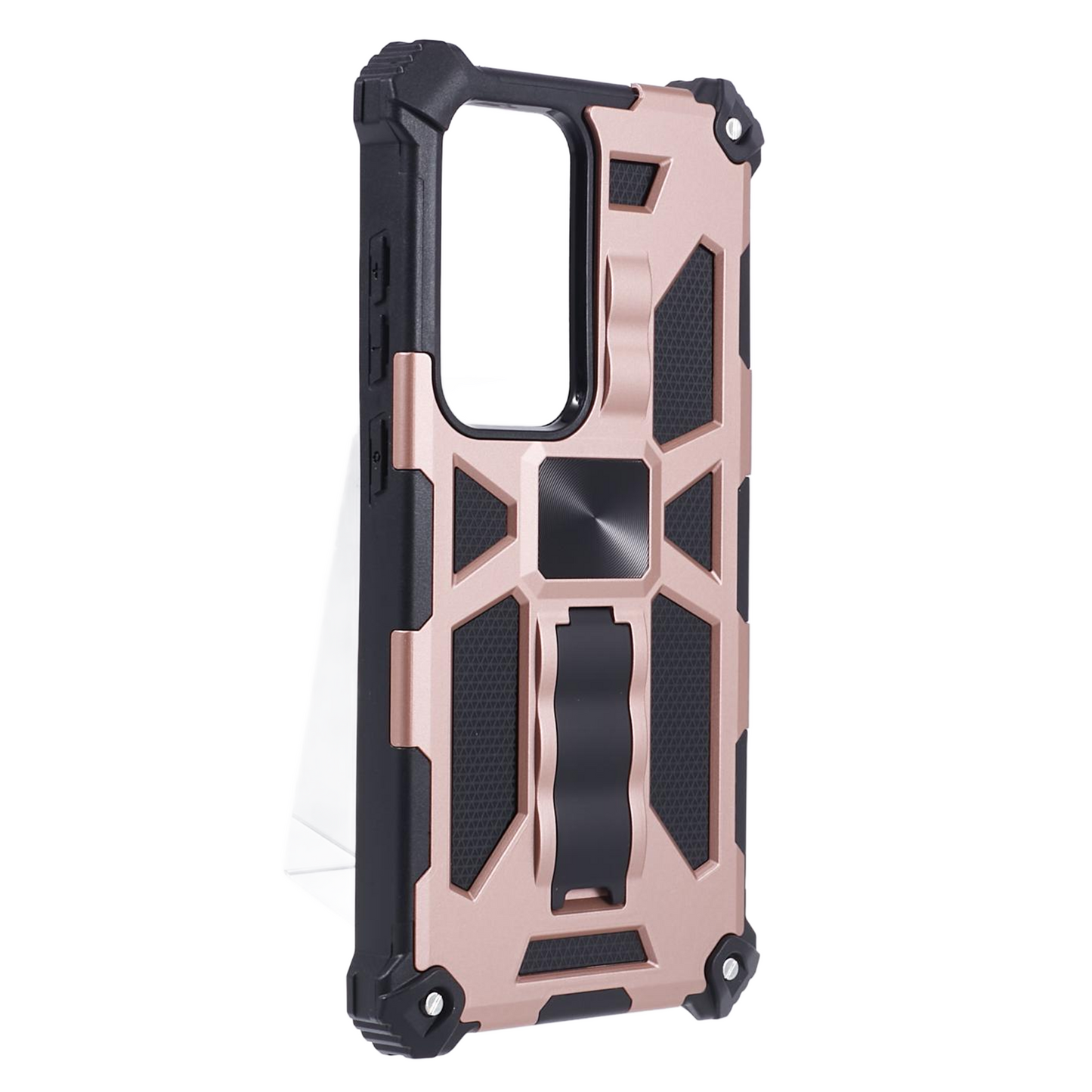 For Samsung Galaxy S24 Ultra Case PC + TPU Anti-drop Phone Cover with Kickstand - Rose Gold