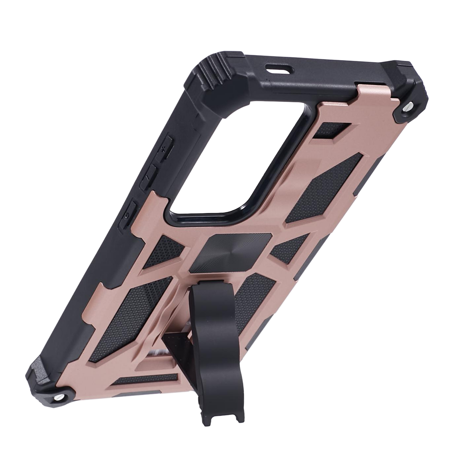 For Samsung Galaxy S24 Ultra Case PC + TPU Anti-drop Phone Cover with Kickstand - Rose Gold