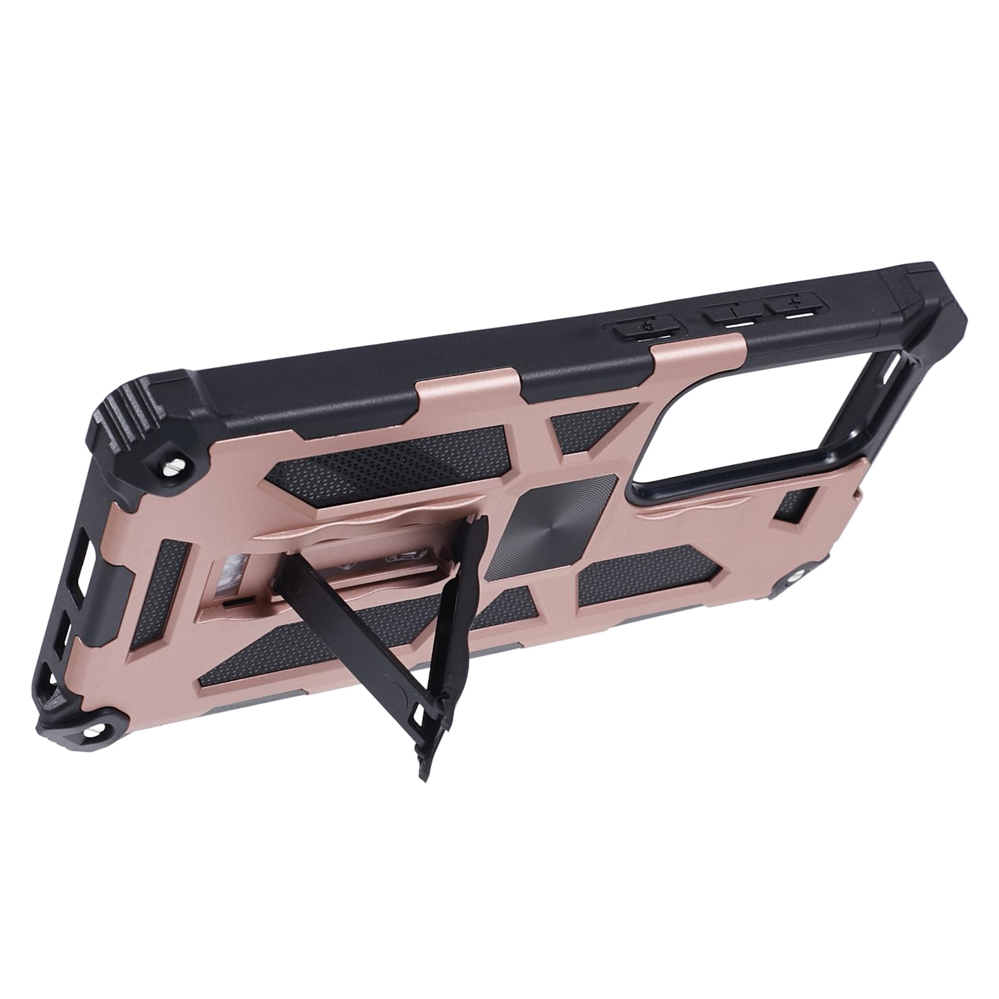 For Samsung Galaxy S24 Ultra Case PC + TPU Anti-drop Phone Cover with Kickstand - Rose Gold