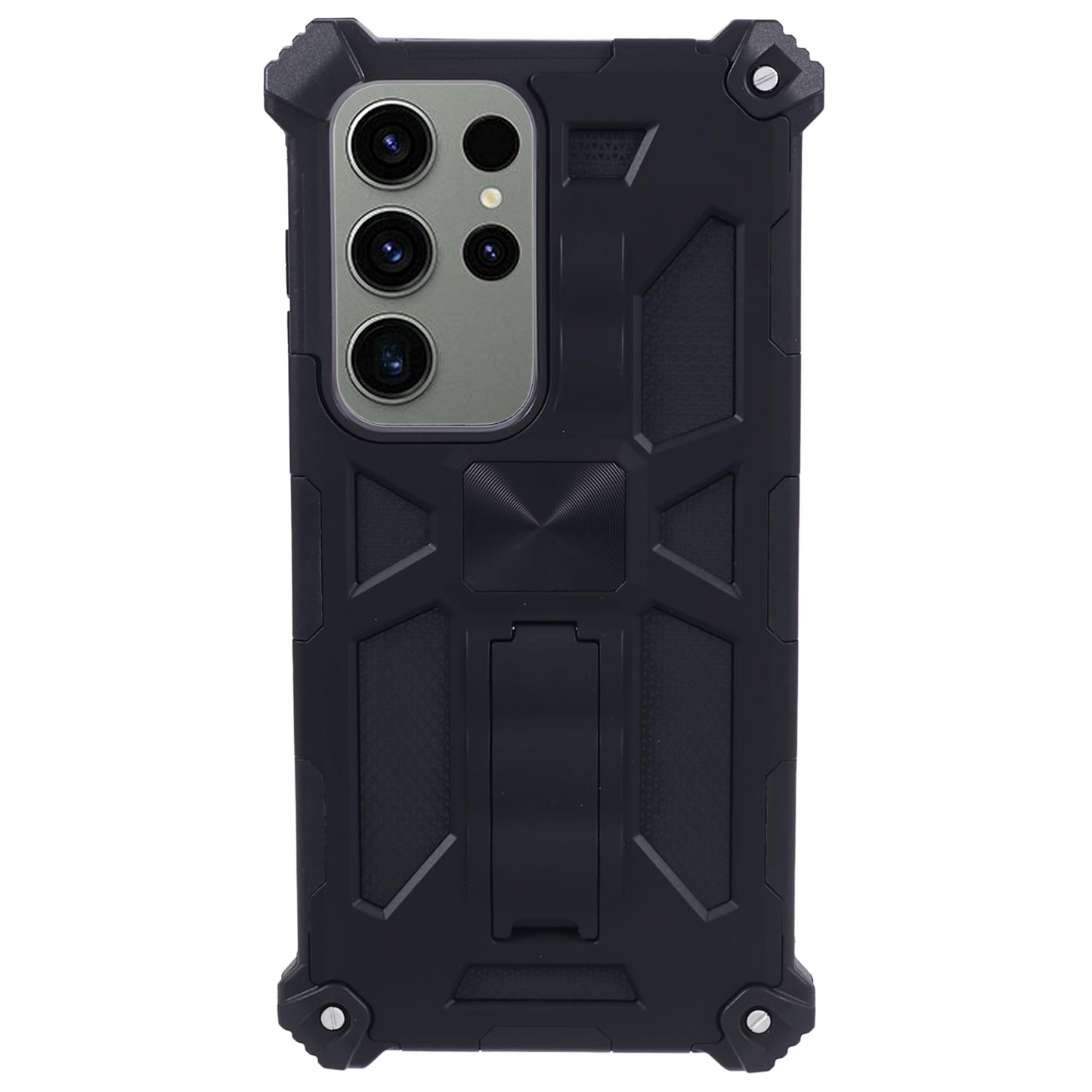 For Samsung Galaxy S24 Ultra Case PC + TPU Anti-drop Phone Cover with Kickstand - Black