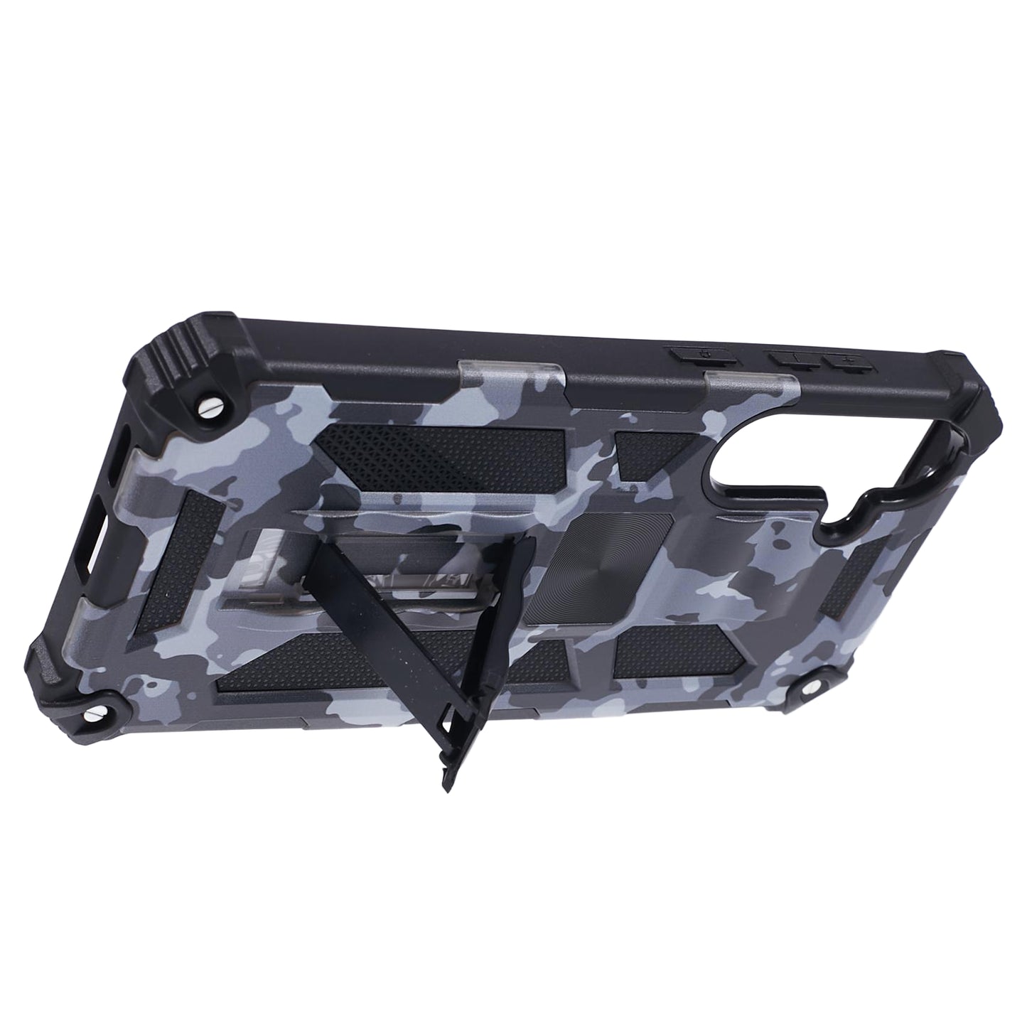For Samsung Galaxy S24 Camouflage Pattern Case Kickstand TPU+PC Phone Cover - Black