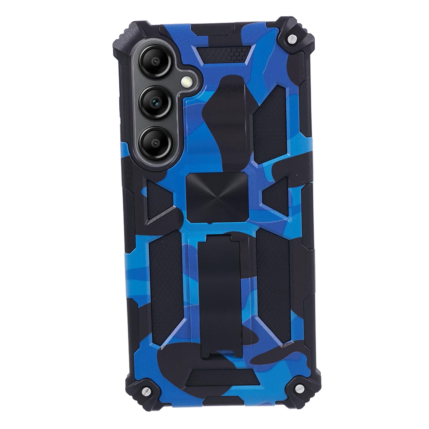 For Samsung Galaxy S24 Camouflage Pattern Case Kickstand TPU+PC Phone Cover - Blue