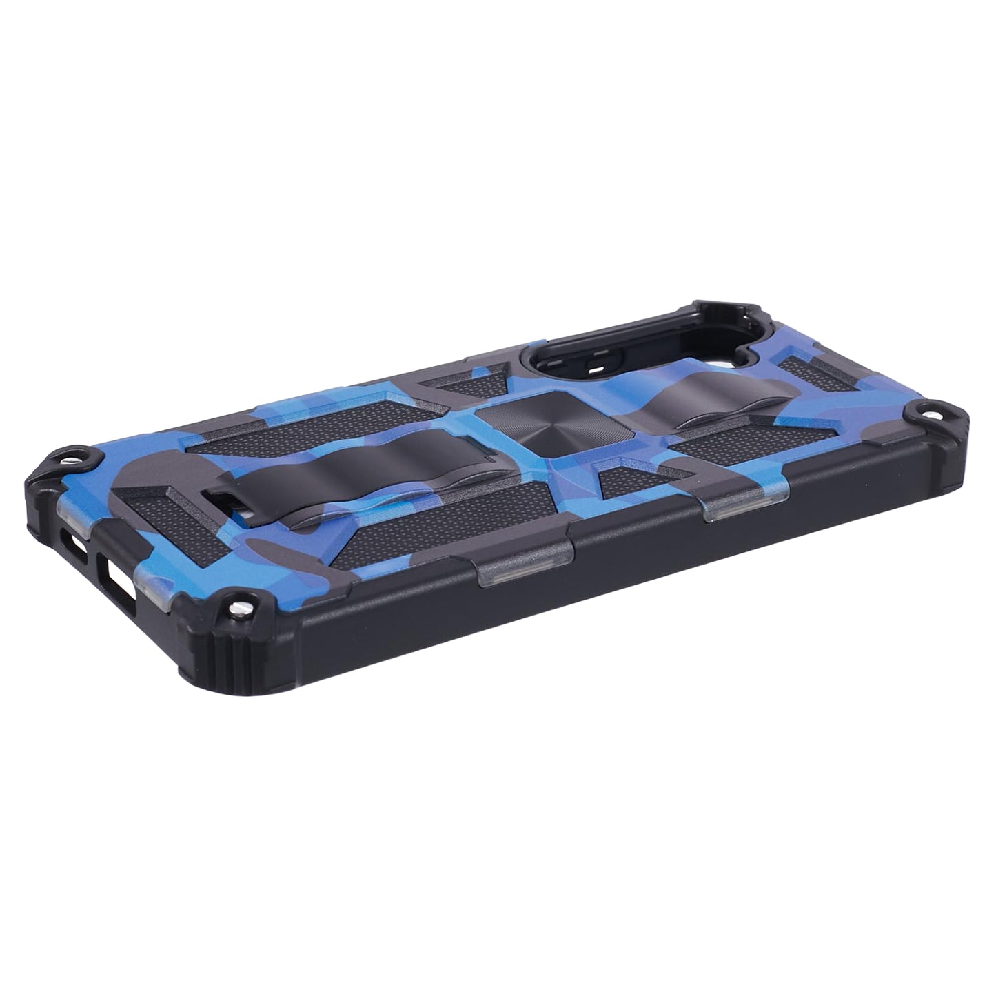 For Samsung Galaxy S24 Camouflage Pattern Case Kickstand TPU+PC Phone Cover - Blue