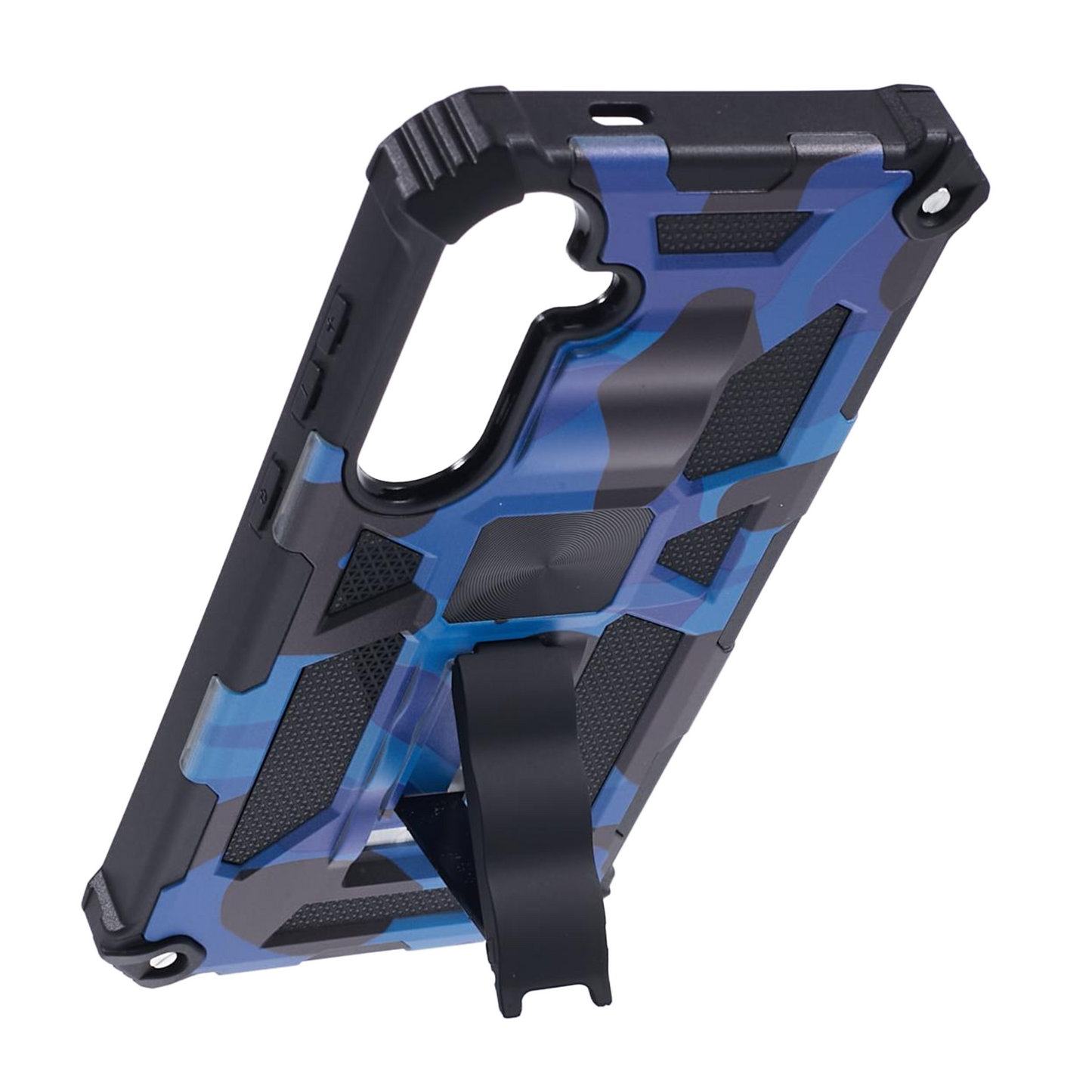 For Samsung Galaxy S24 Camouflage Pattern Case Kickstand TPU+PC Phone Cover - Blue