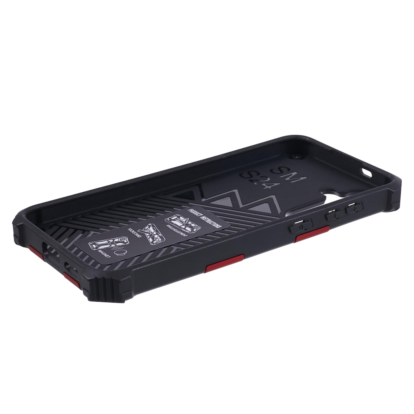 For Samsung Galaxy S24 Case Kickstand Protective Phone Cover Work with Magnetic Car Mount - Red