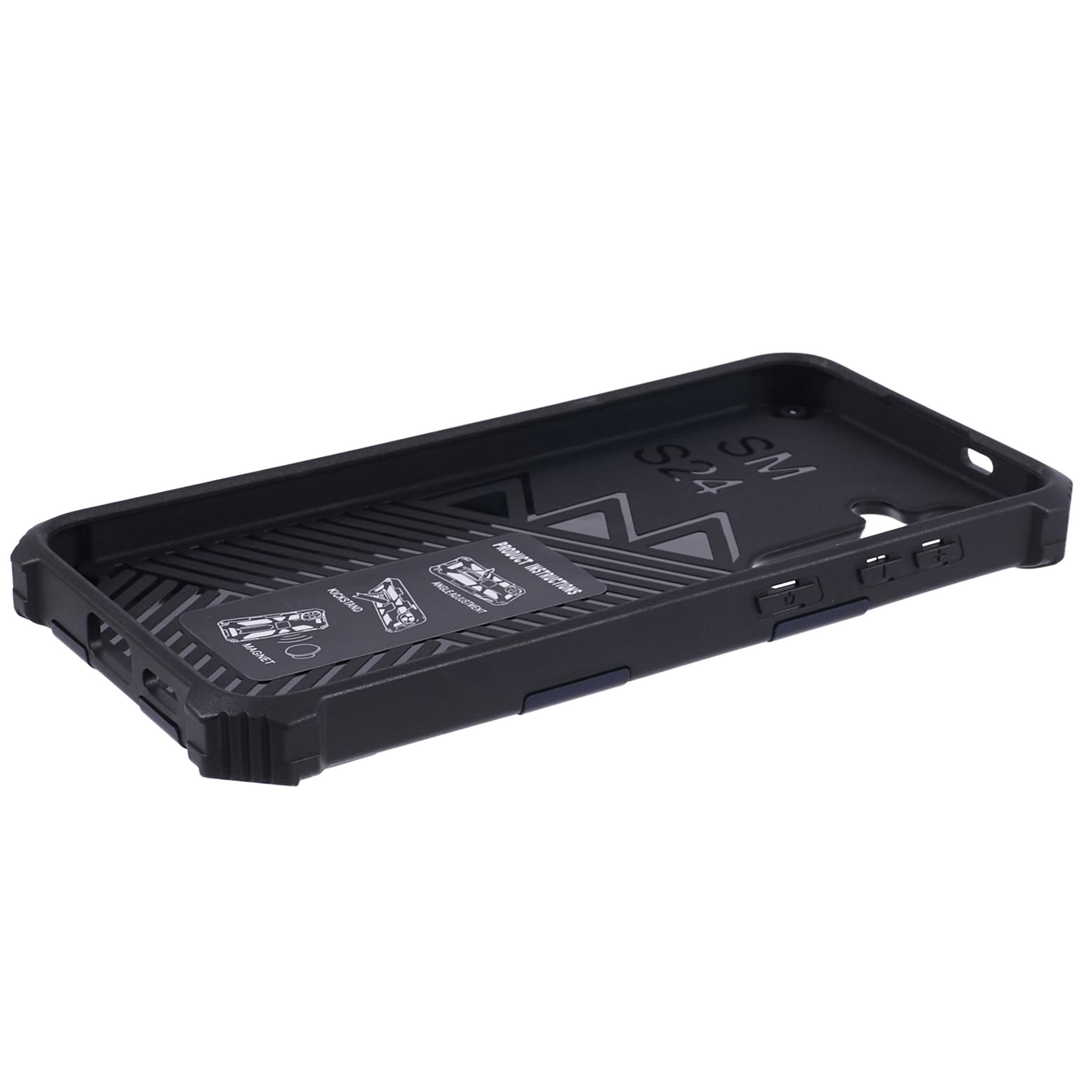 For Samsung Galaxy S24 Case Kickstand Protective Phone Cover Work with Magnetic Car Mount - Blue
