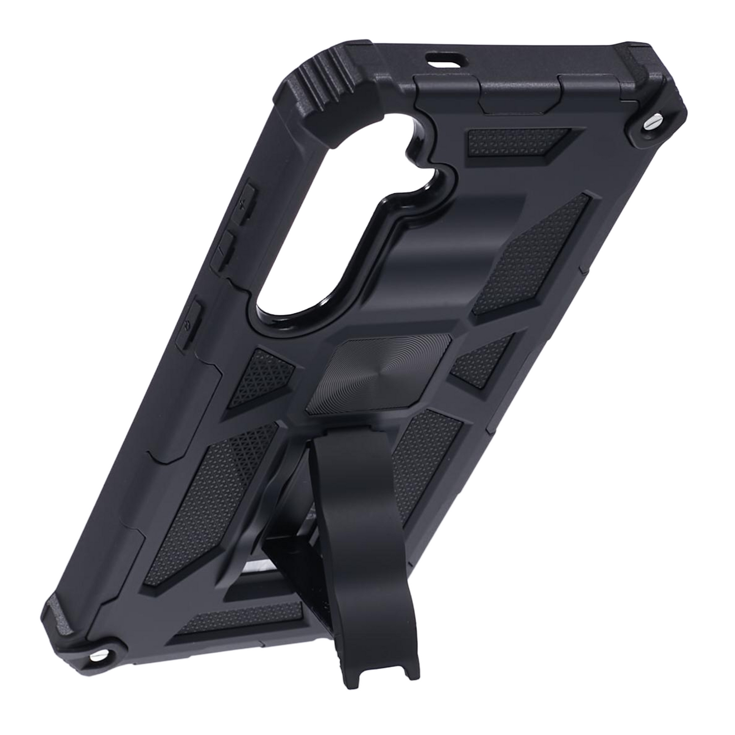 For Samsung Galaxy S24 Case Kickstand Protective Phone Cover Work with Magnetic Car Mount - Black