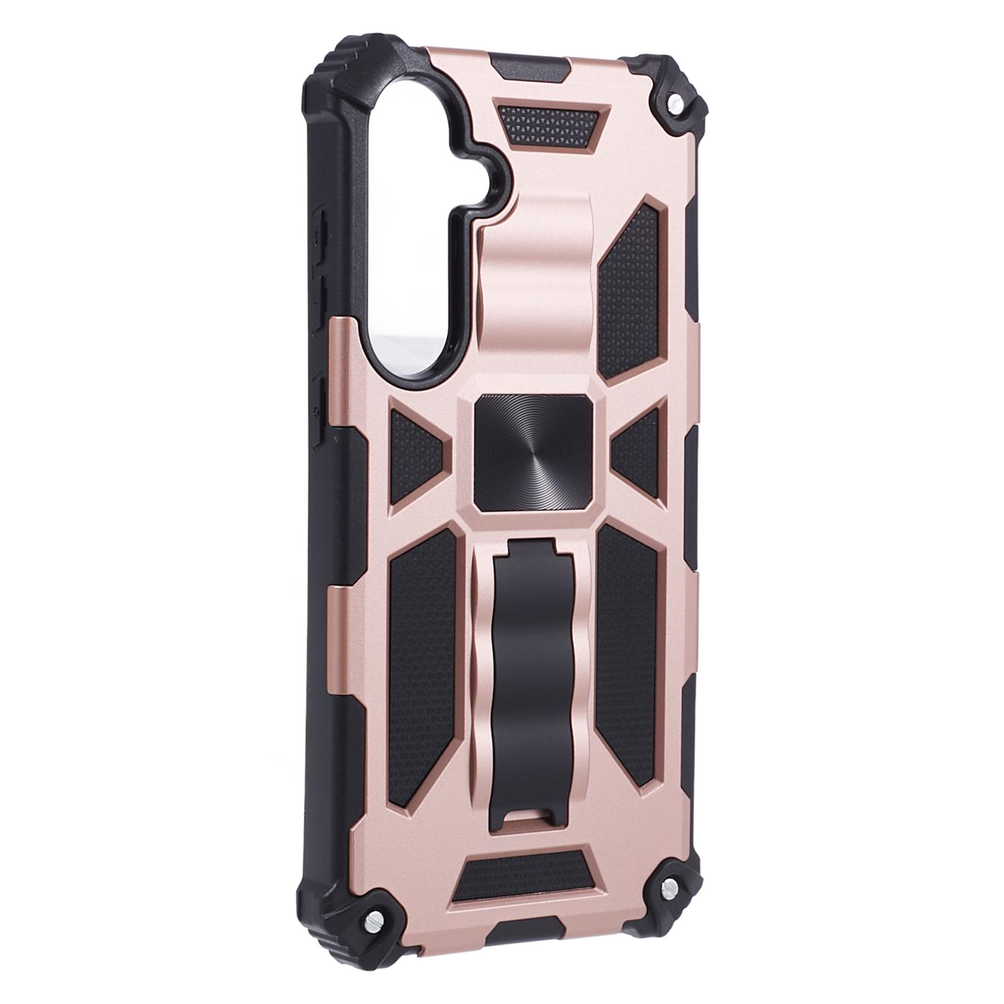 For Samsung Galaxy S24 Case Kickstand Protective Phone Cover Work with Magnetic Car Mount - Rose Gold