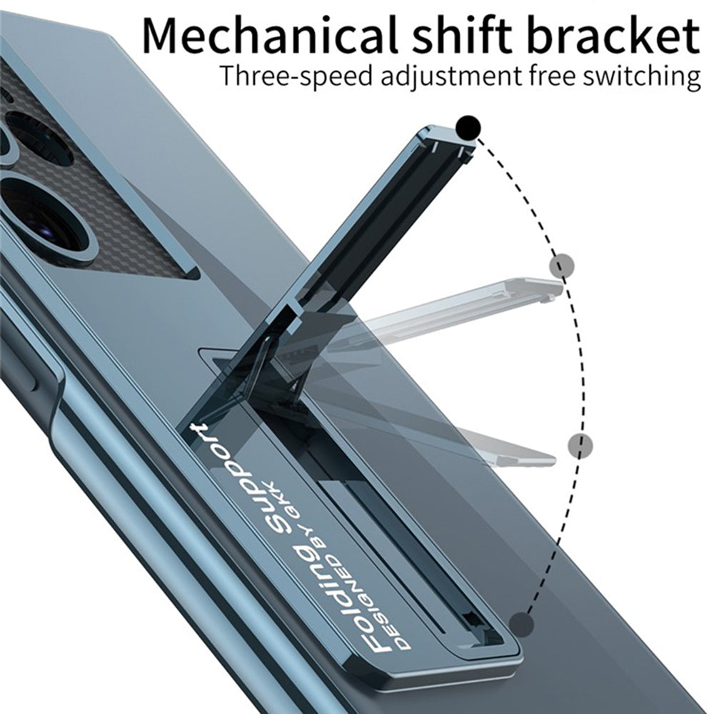 GKK For Samsung Galaxy S24 Ultra Phone Case Electroplating Scratch-proof Kickstand Protective Shell - Silver