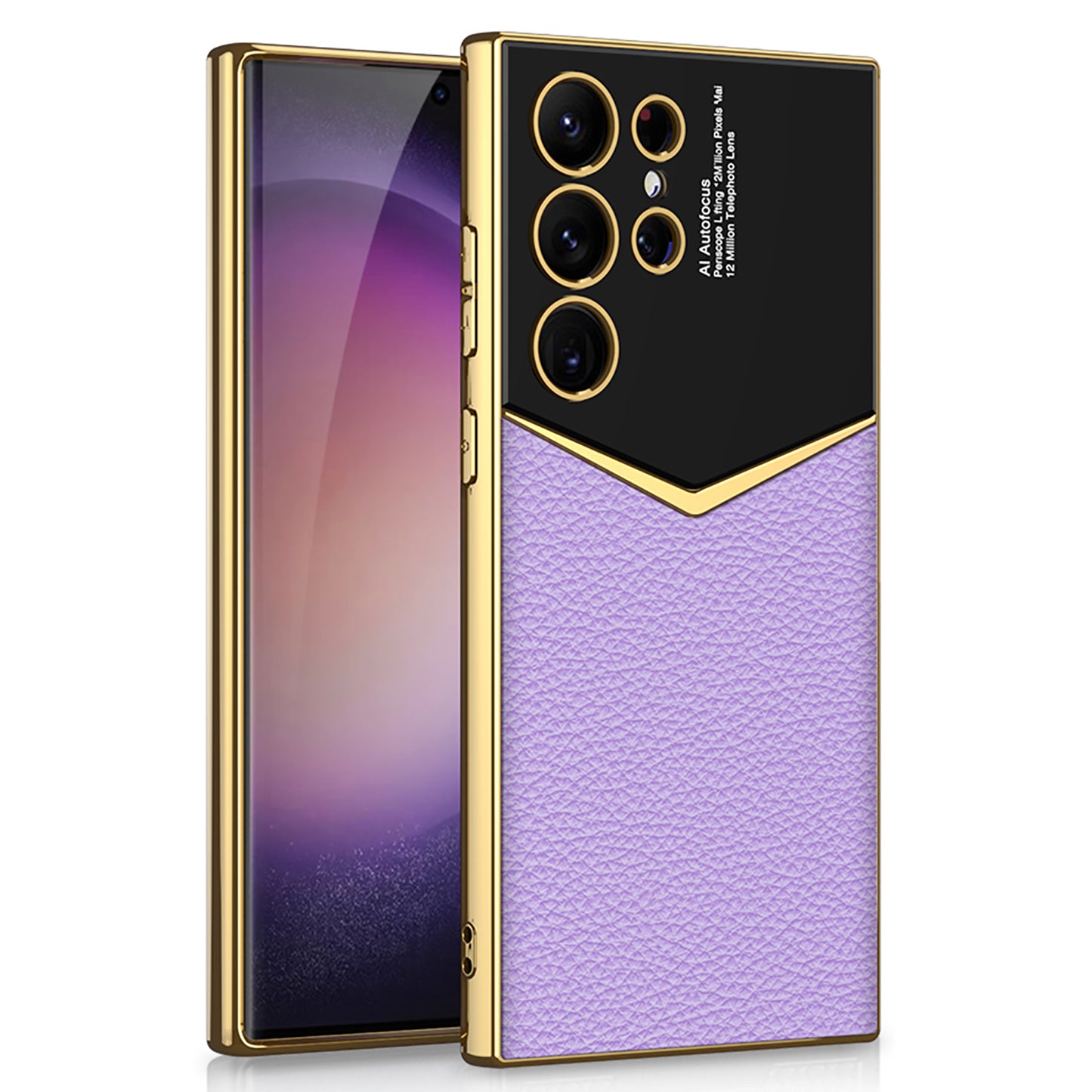GKK Cell Phone Cases for Samsung Galaxy S24 Ultra , PU Leather+PC+TPU Electroplating Cover - Purple