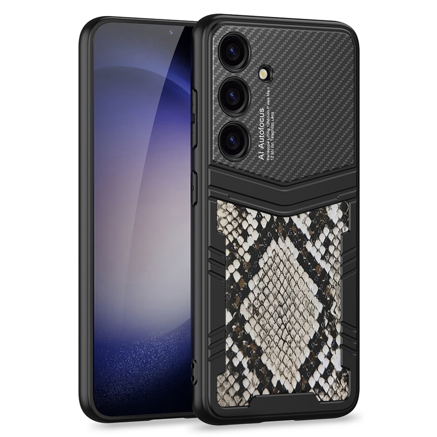GKK For Samsung Galaxy S24 Case Textured PU Leather+PC+TPU Anti-drop Phone Cover - Python Texture