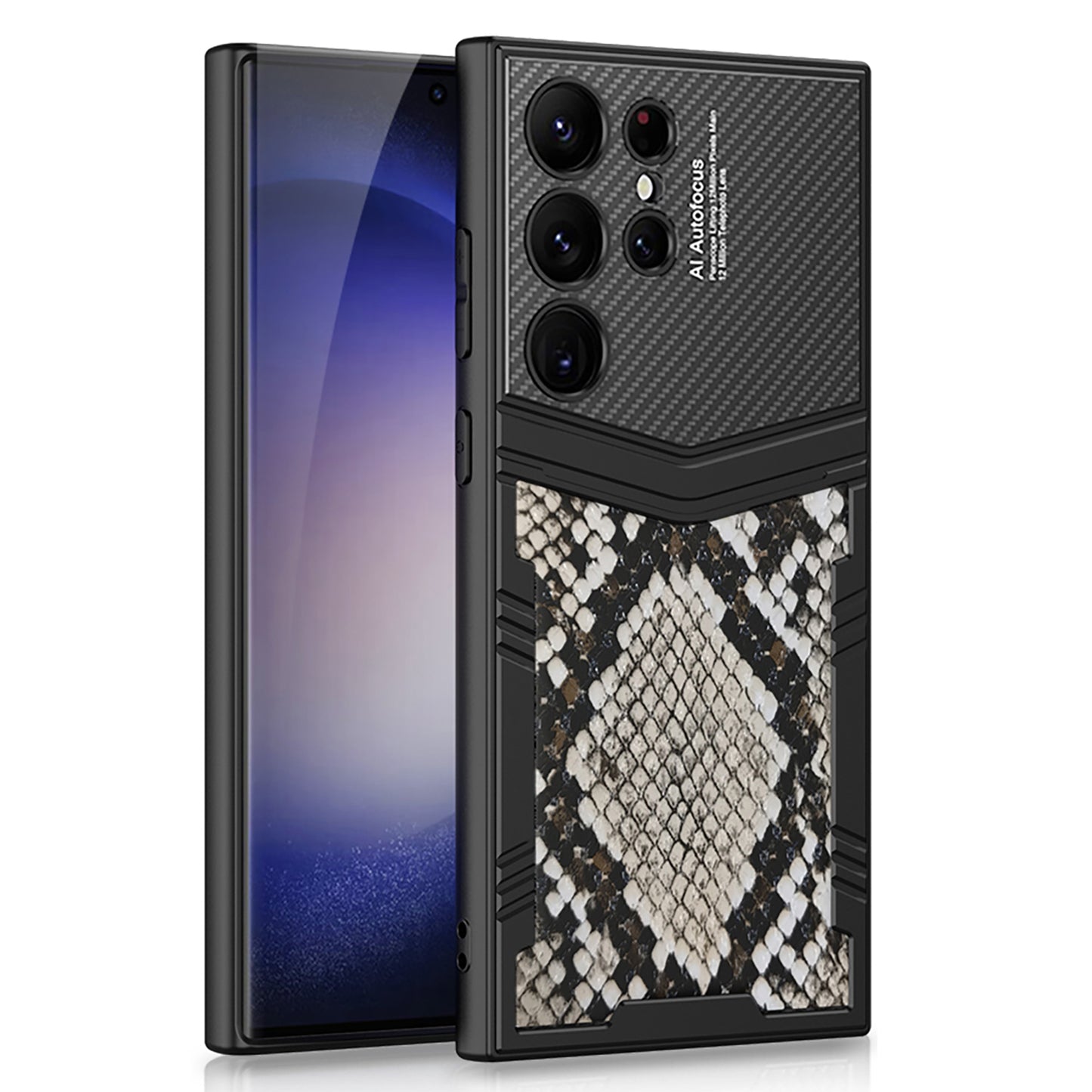 GKK For Samsung Galaxy S24 Ultra Case Anti-scratch Textured PU Leather+PC+TPU Phone Cover - Python Texture