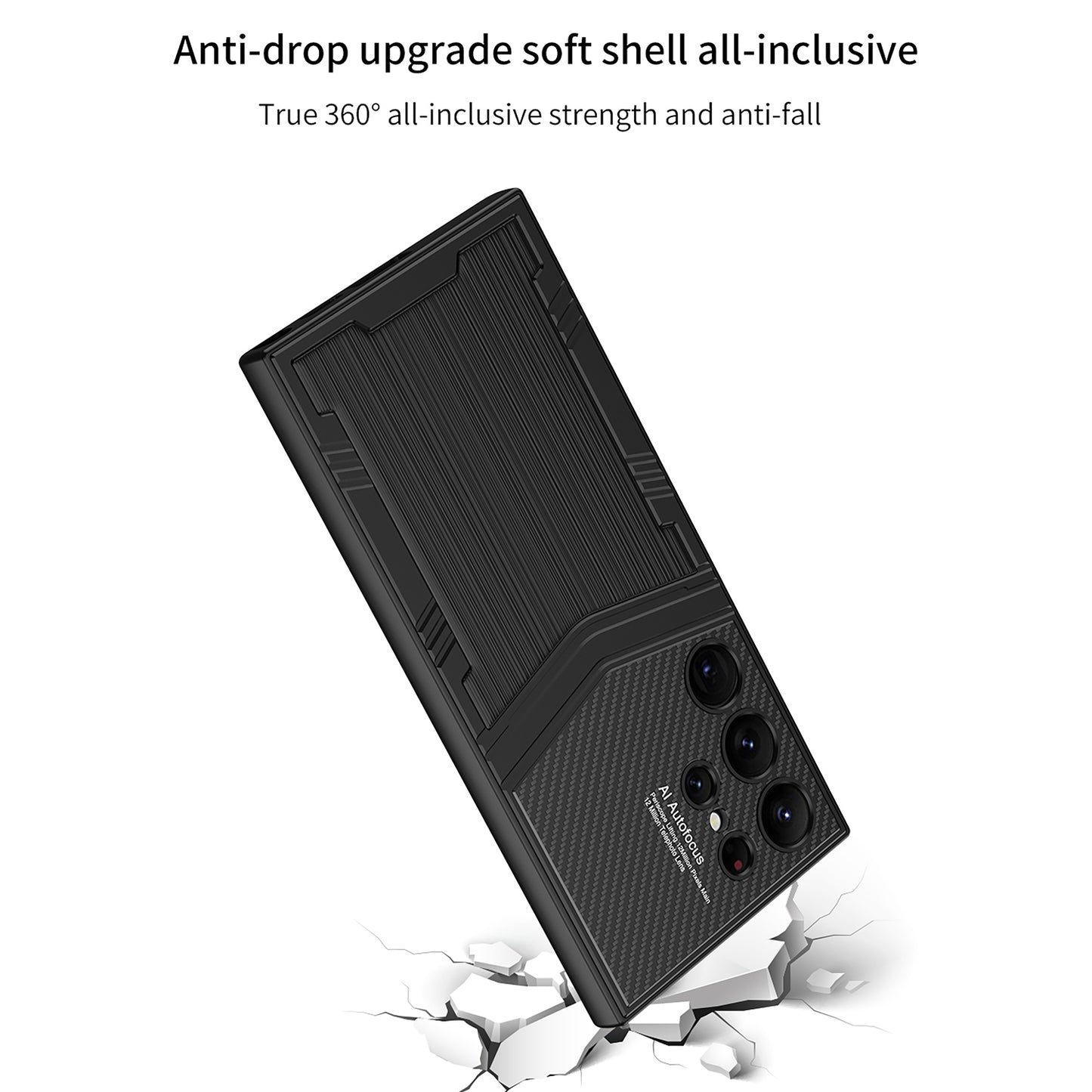 GKK For Samsung Galaxy S24 Ultra Case Anti-scratch Textured PU Leather+PC+TPU Phone Cover - Litchi Texture