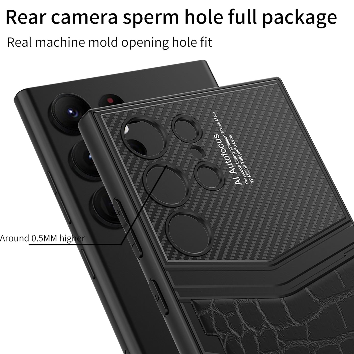 GKK For Samsung Galaxy S24 Ultra Case Anti-scratch Textured PU Leather+PC+TPU Phone Cover - Carbon Fiber Texture