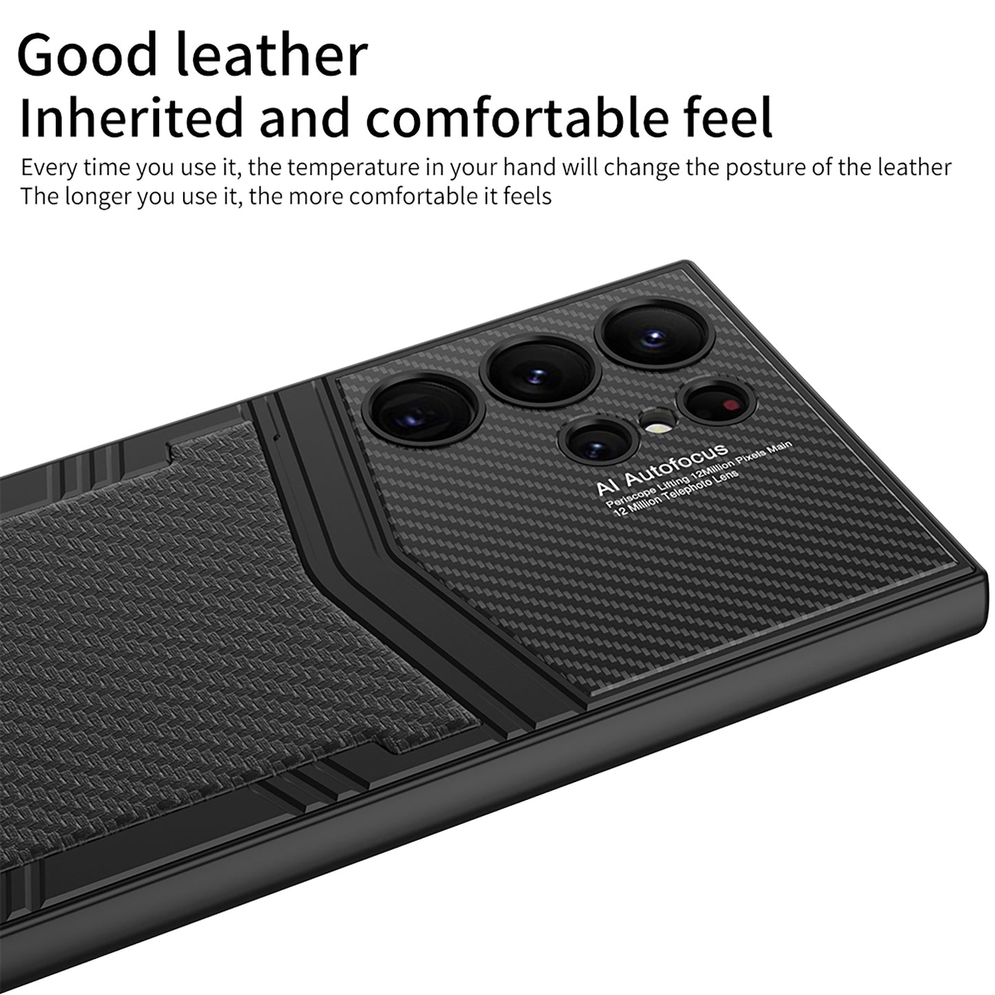 GKK For Samsung Galaxy S24 Ultra Case Anti-scratch Textured PU Leather+PC+TPU Phone Cover - Brushed Texture