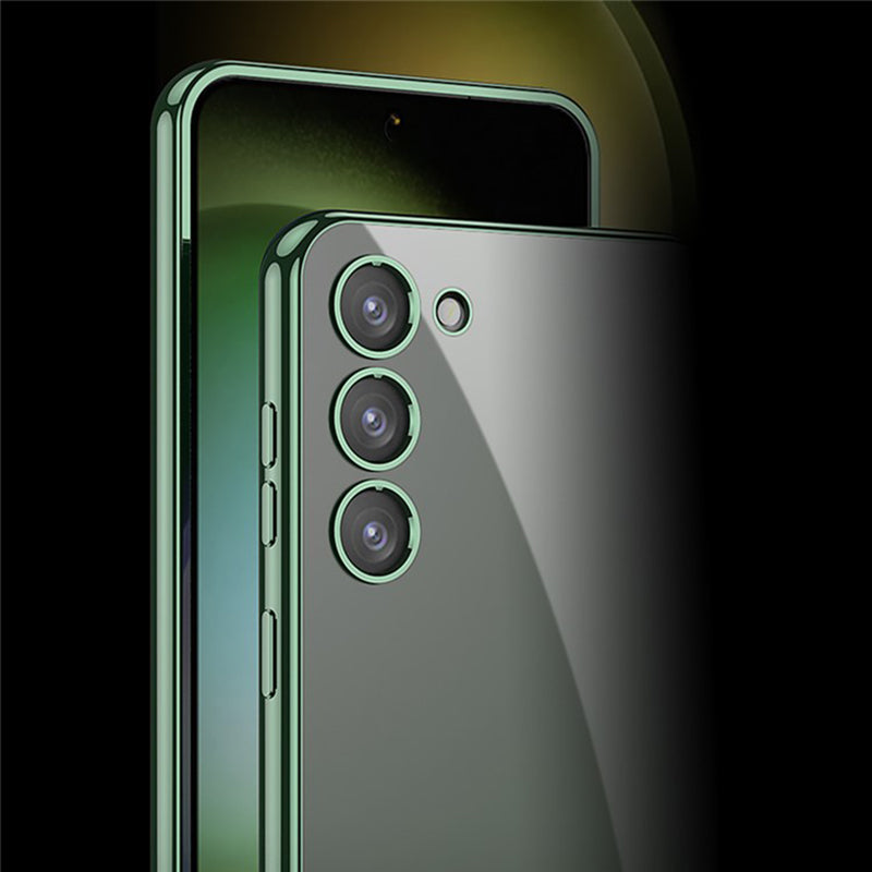 GKK For Samsung Galaxy S24 Slim Case Anti-Drop Electroplating TPU Clear Phone Cover - Midnight Green